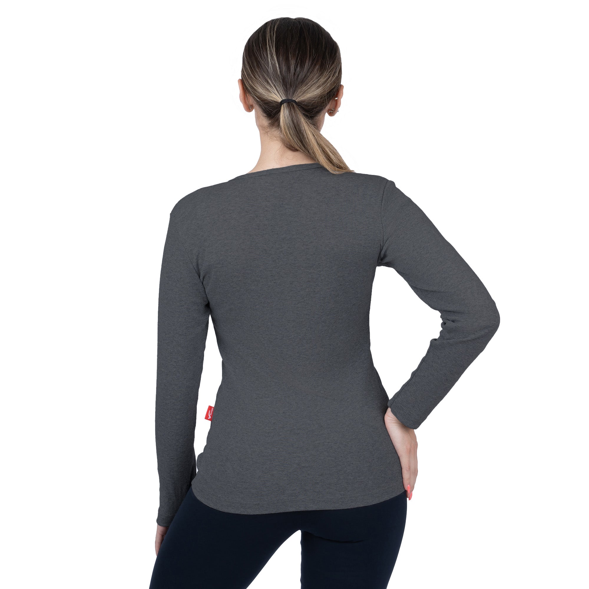 CottoNIR™ Ribbed V-Neck Long Sleeve T-Shirt for Women - Nirlon