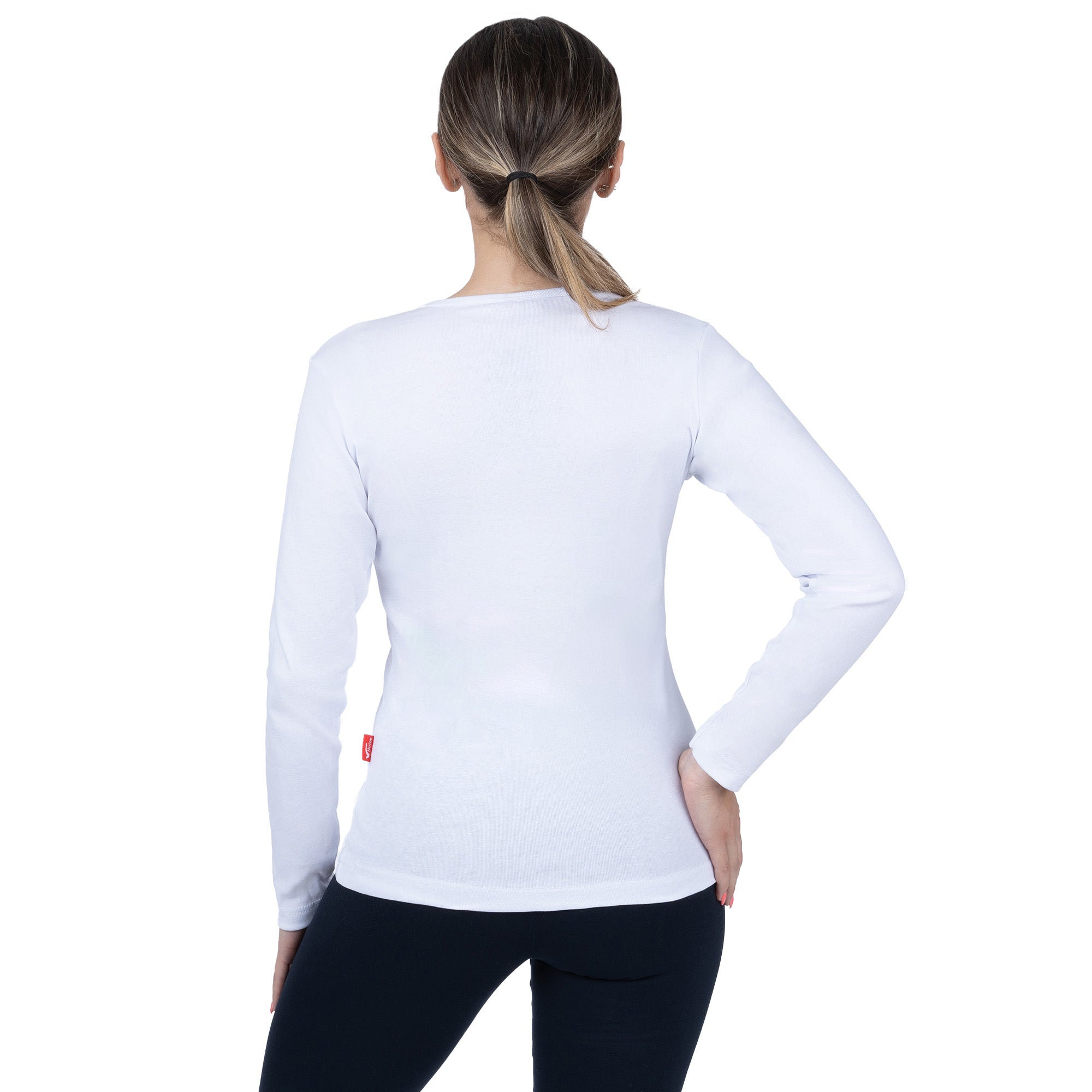 CottoNIR™ Ribbed V-Neck Long Sleeve T-Shirt for Women - Nirlon