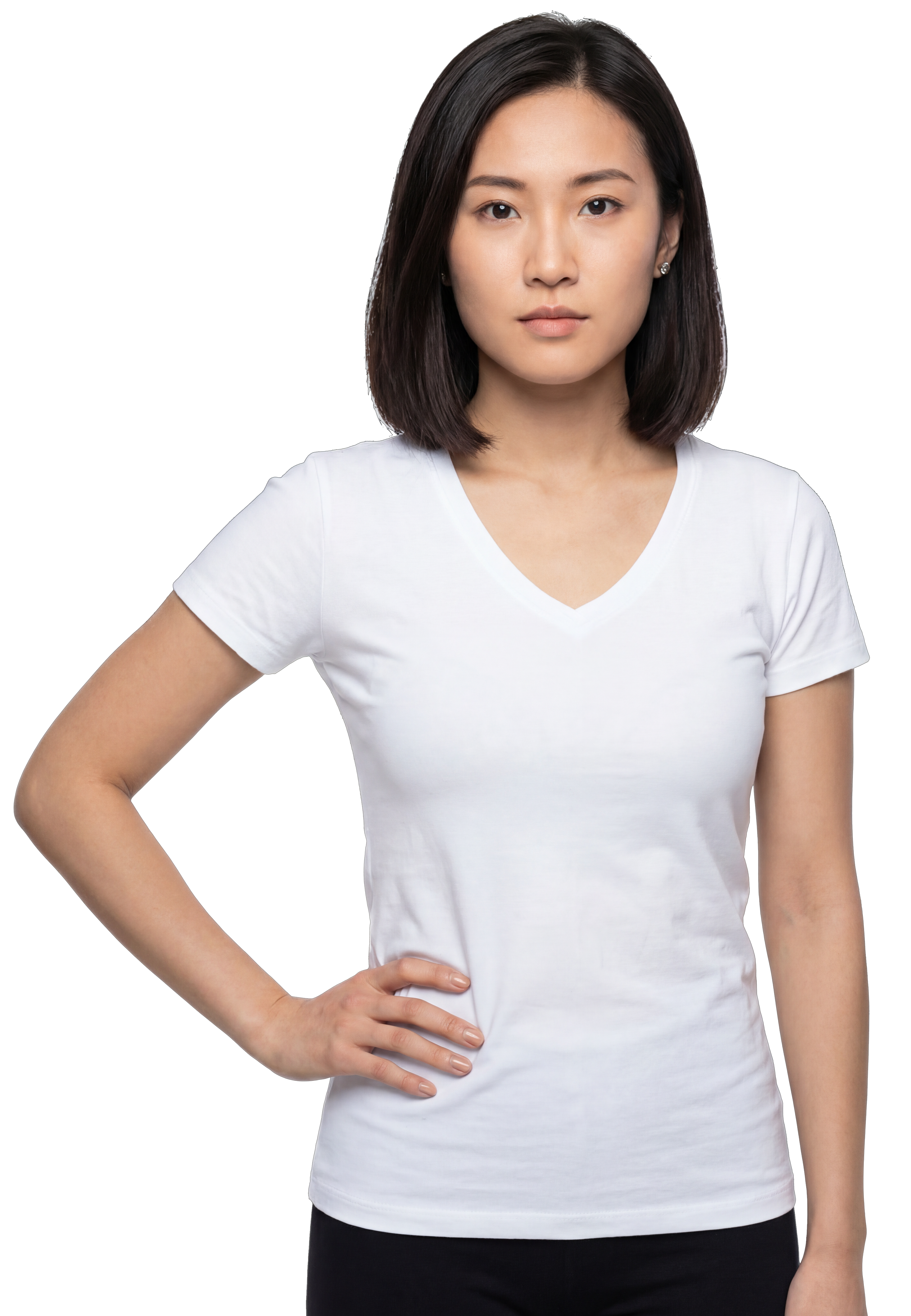 V-Neck Short Sleeve Lycra T-Shirt for Women
