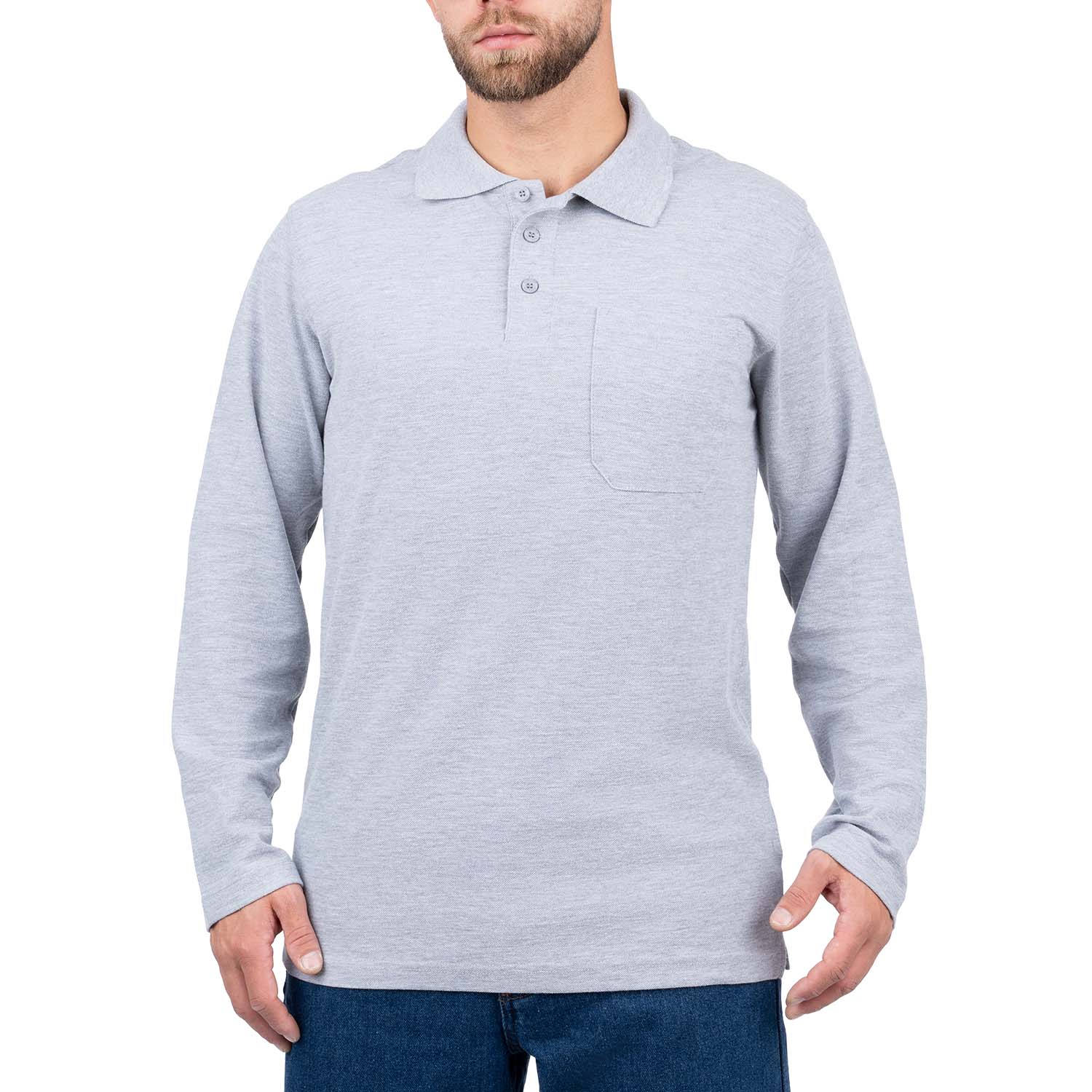 Long Sleeve Polo Shirt with Pocket for Men - Nirlon