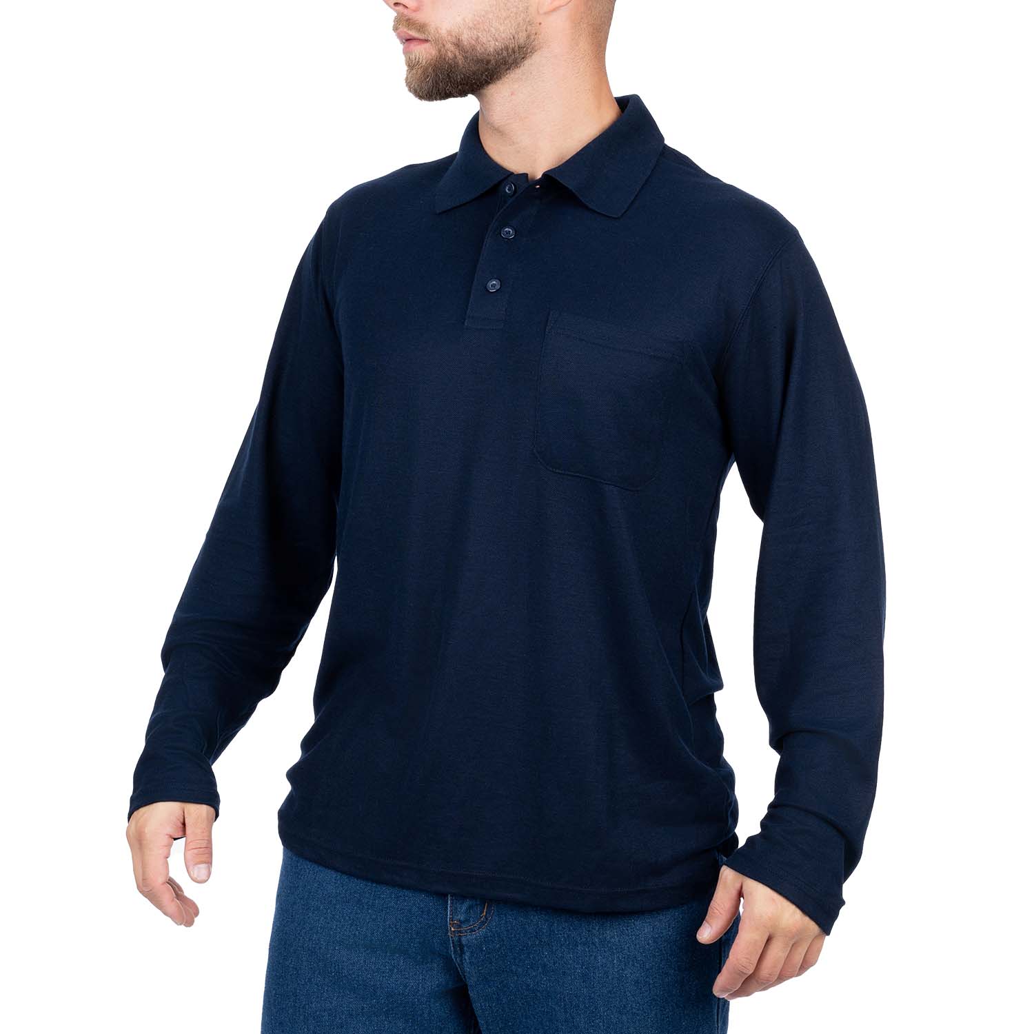 Long Sleeve Polo Shirt with Pocket for Men - Nirlon