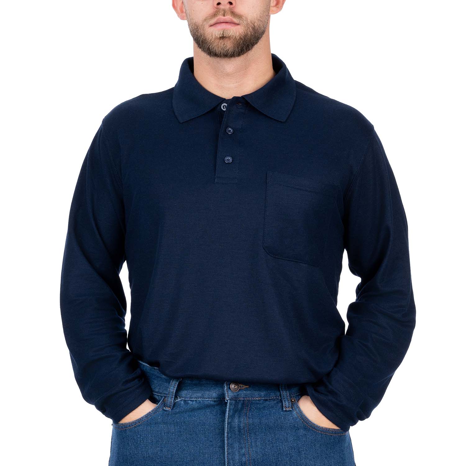 Long Sleeve Polo Shirt with Pocket for Men - Nirlon