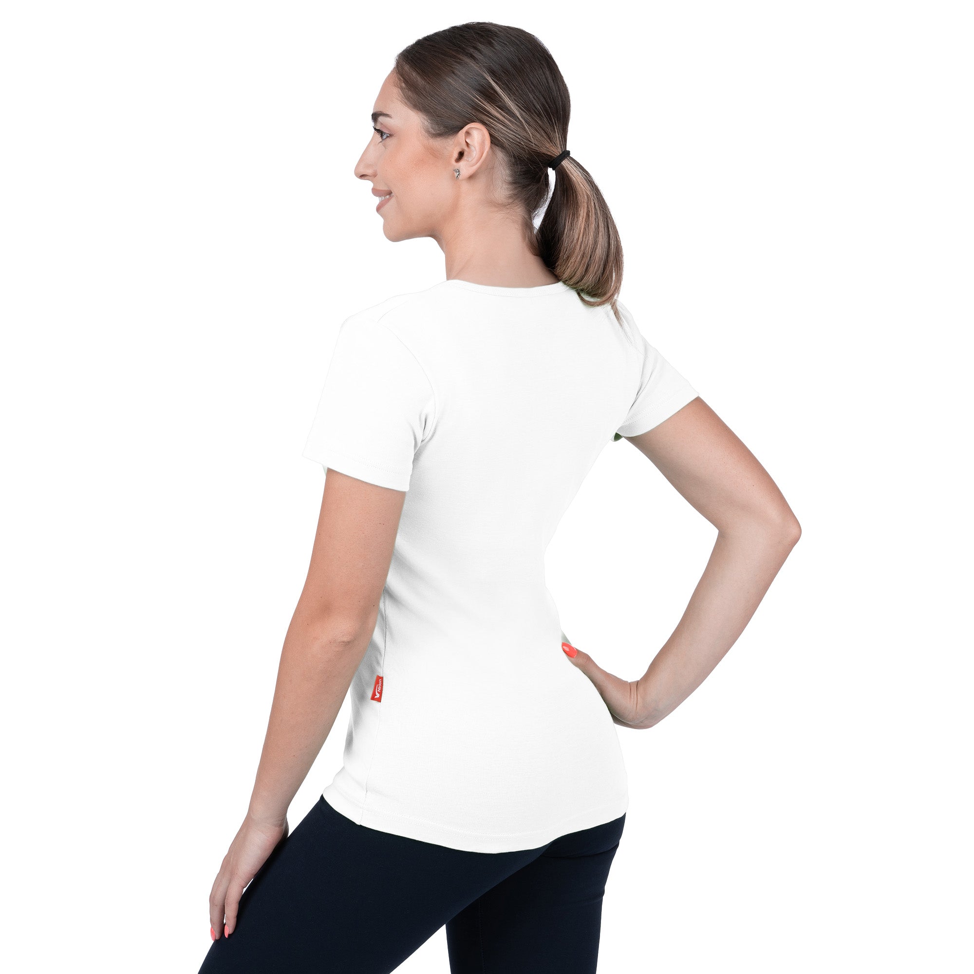 CottoNIR™ Ribbed V-Neck Short Sleeve T-Shirt for Women - Nirlon