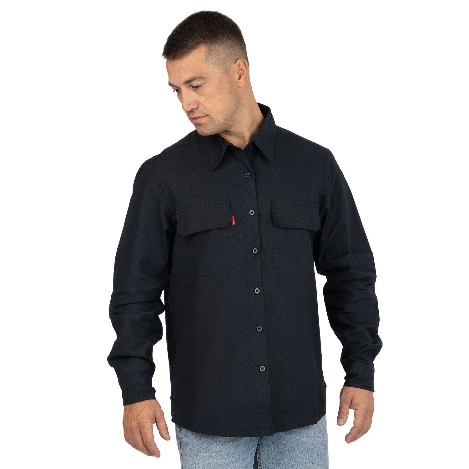 Long Sleeve Professional Work Shirt with Velcro Pockets - Nirlon