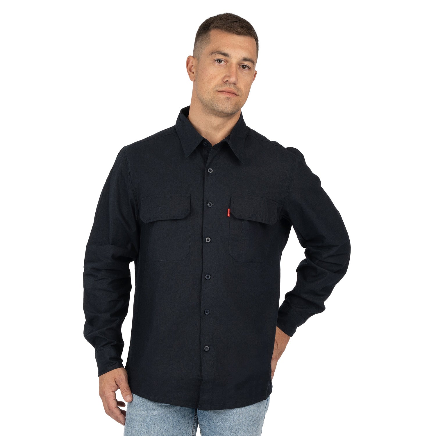 Long Sleeve Professional Work Shirt with Velcro Pockets - Nirlon