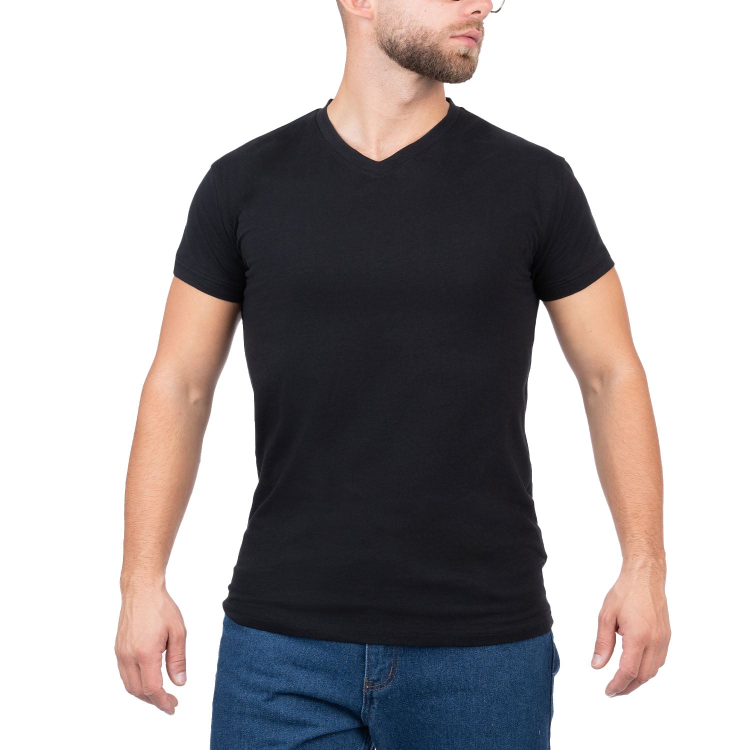 V-Neck Short Sleeve Lycra T-Shirt for Men - Nirlon