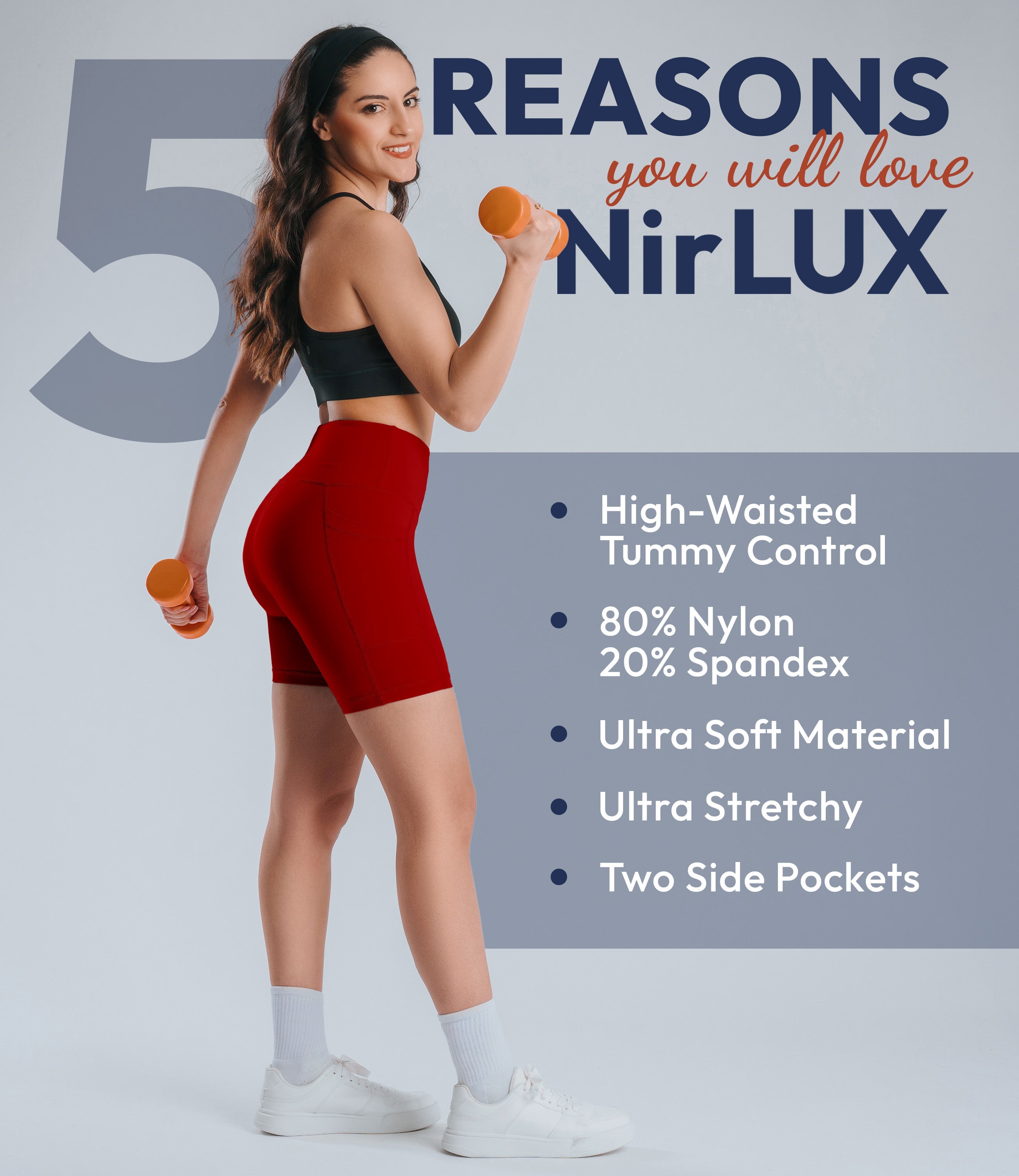 NirLUX™ High Waist Biker Shorts with Pockets for Women Plus Sizes