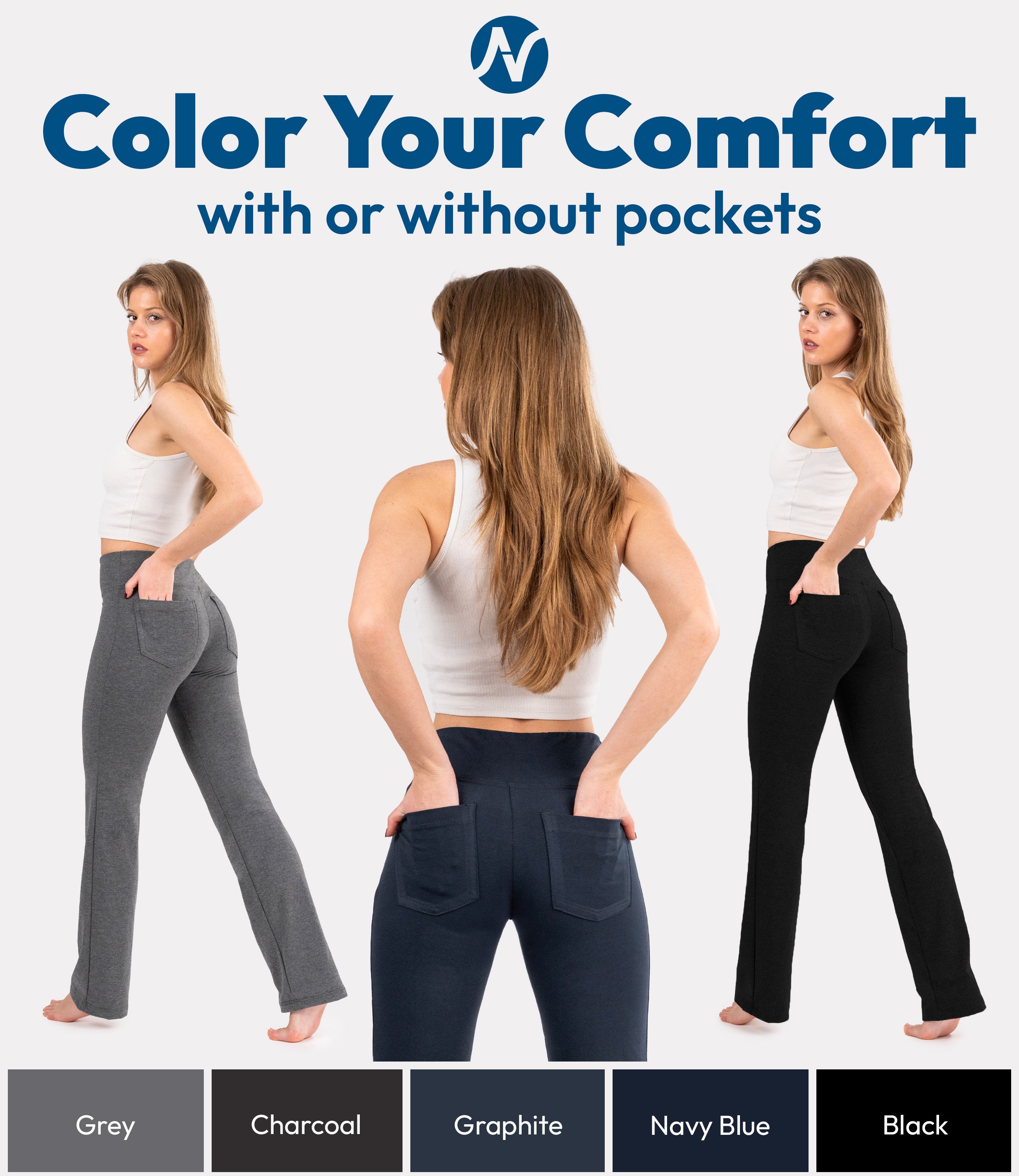 CottoNIR™ Straight-Leg Yoga Pants with Pockets for Women