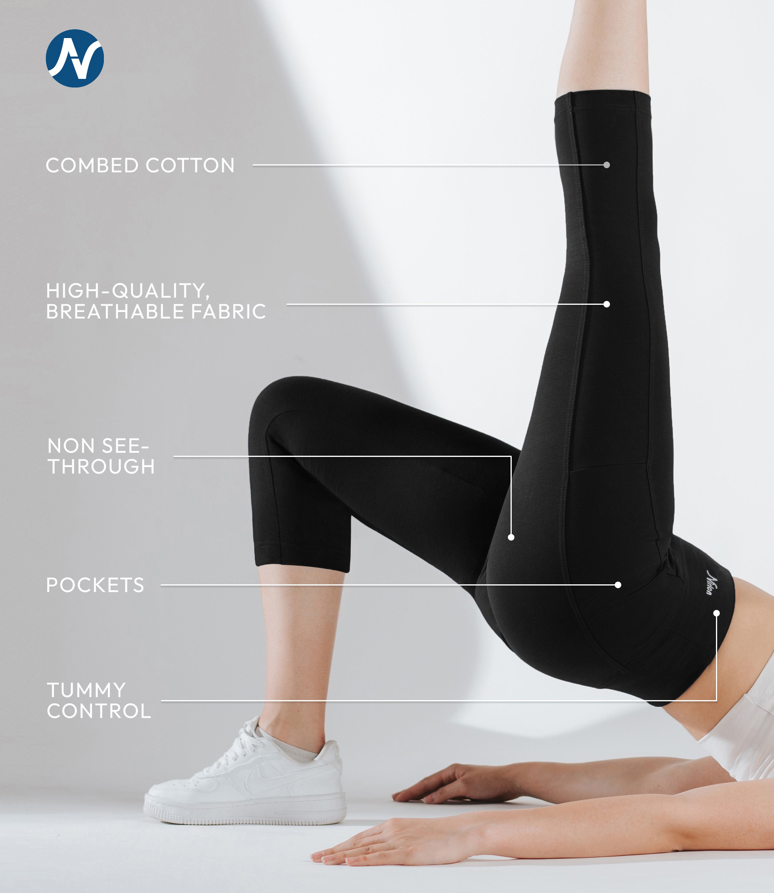 CottoNIR™ High Waist Capri Leggings with Pockets for Women