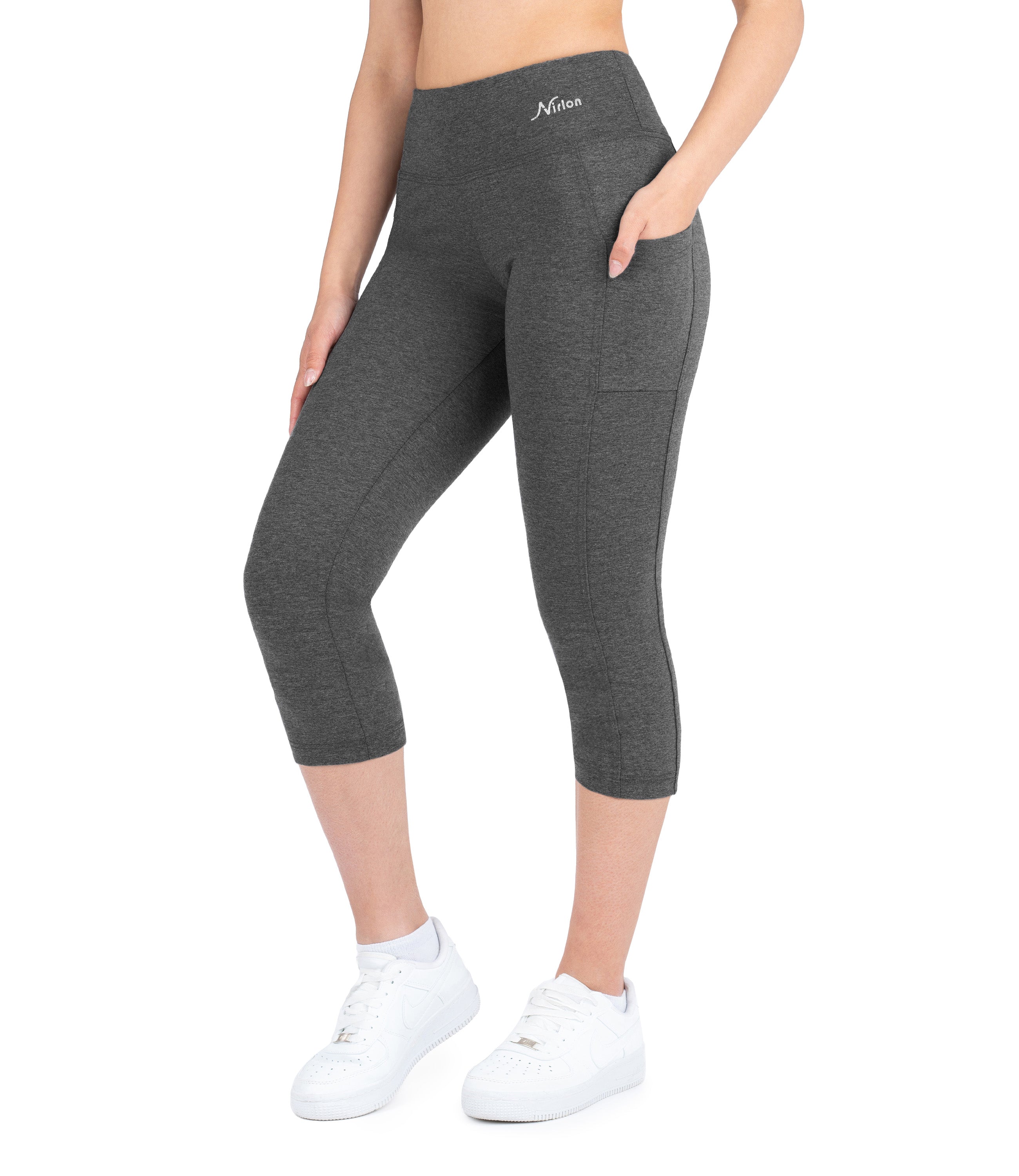 CottoNIR™ High Waist Capri Leggings with Pockets for Women
