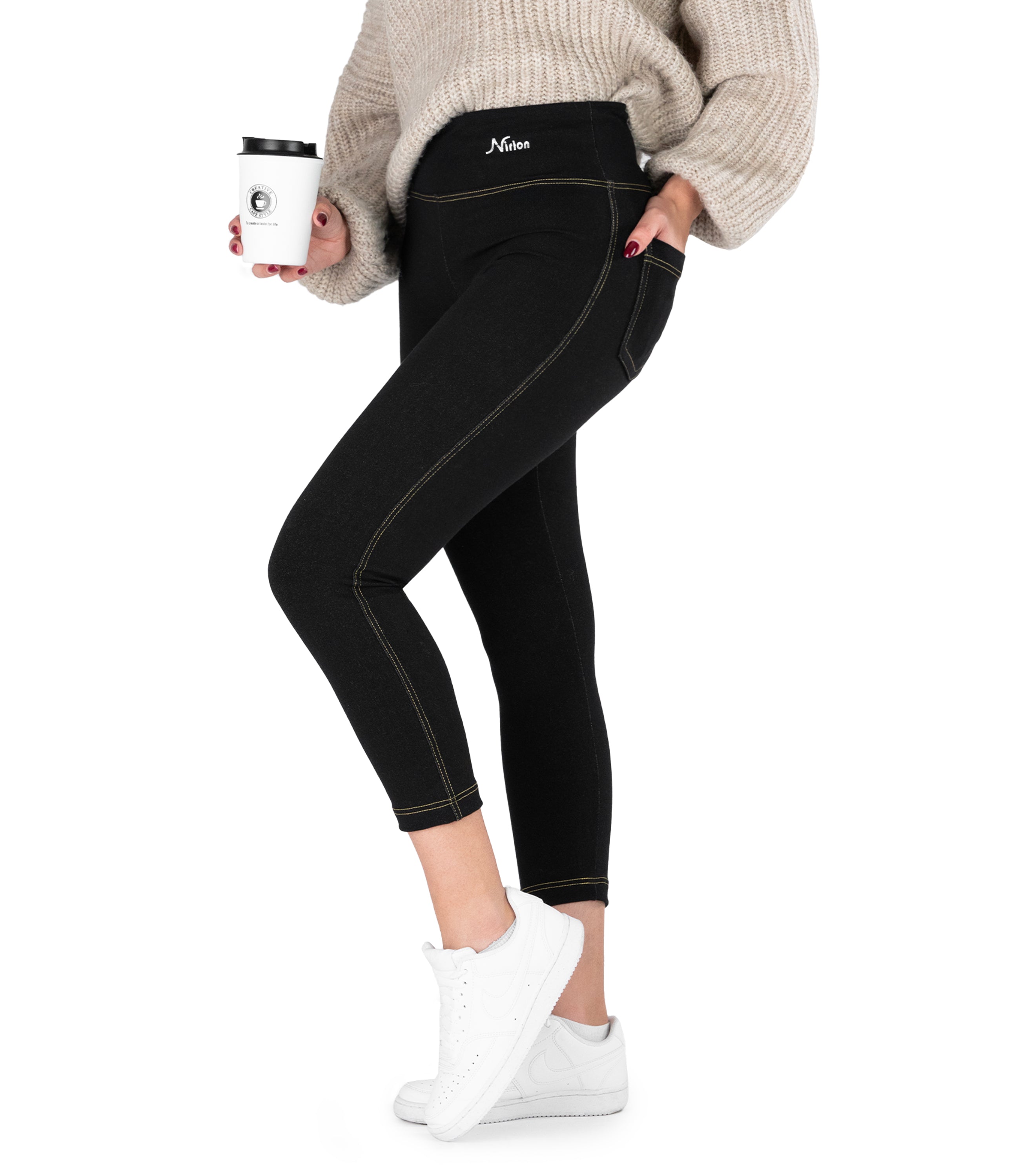 NirJEANS™ High Waist Denim-Look 7/8 Jeggings for Women
