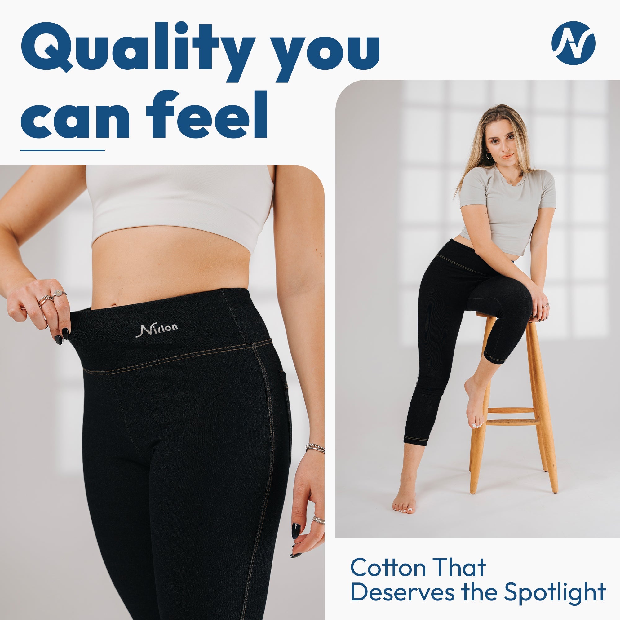 NirJEANS™ High Waist Denim-Look 7/8 Jeggings for Women