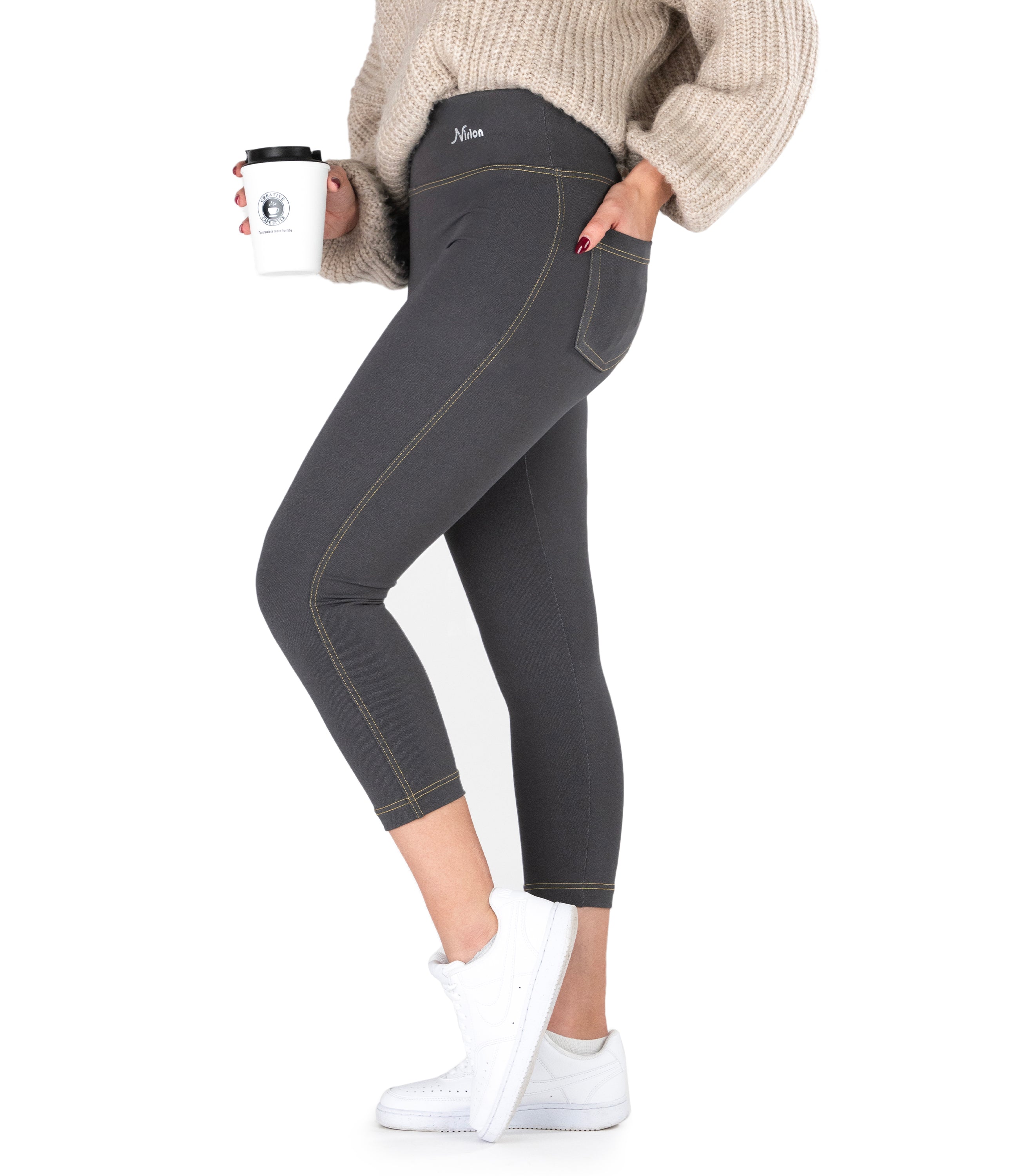 NirJEANS™ High Waist Denim-Look 7/8 Jeggings for Women