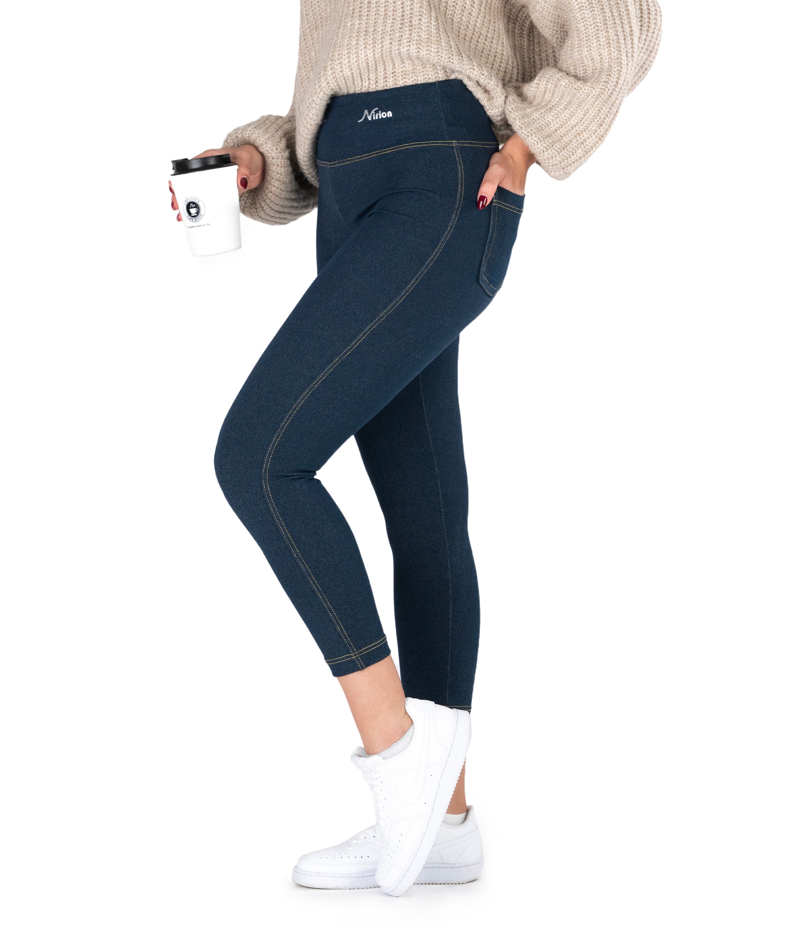 NirJEANS™ High Waist Denim-Look 7/8 Jeggings for Women