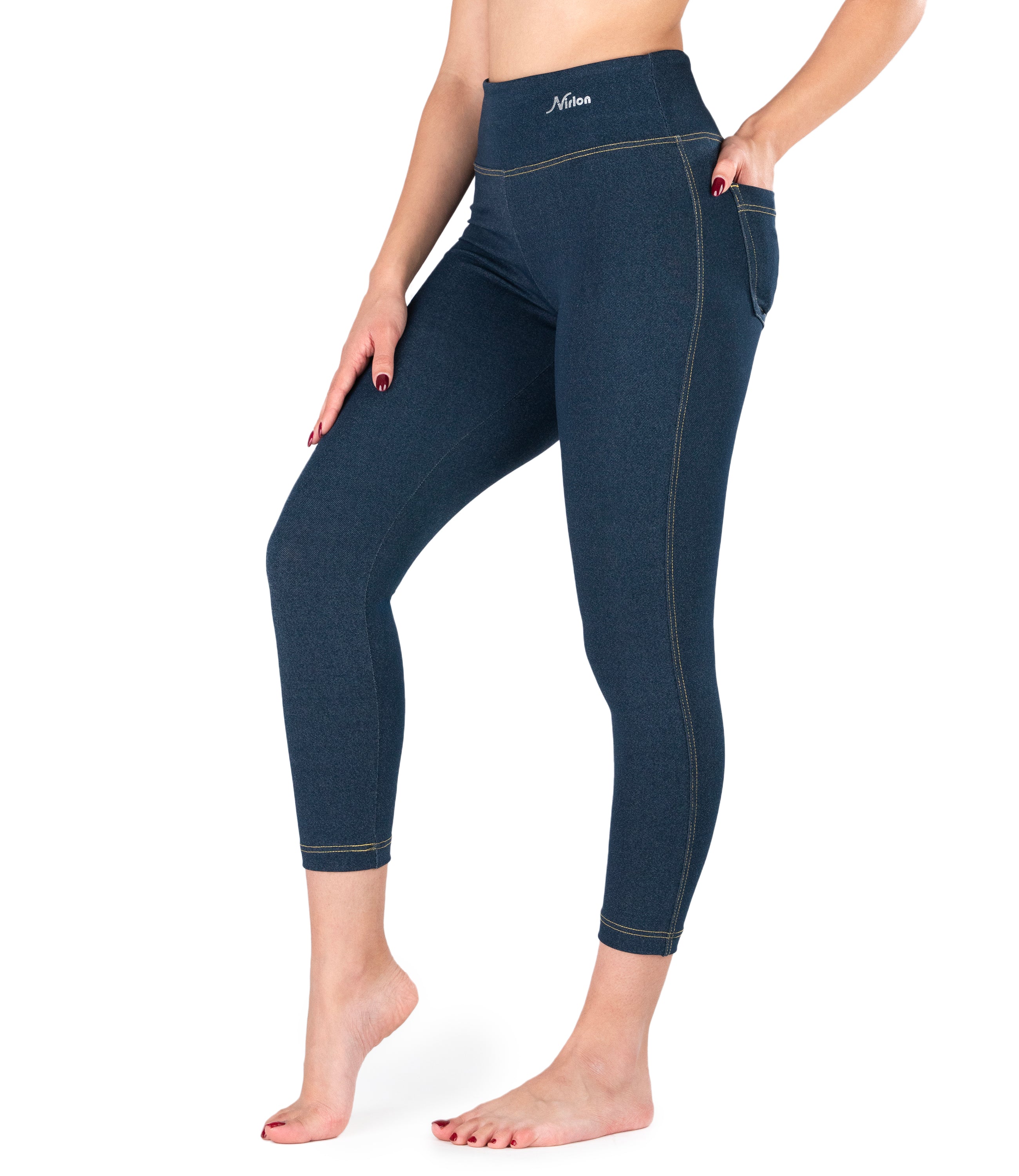 NirJEANS™ High Waist Denim-Look 7/8 Jeggings for Women