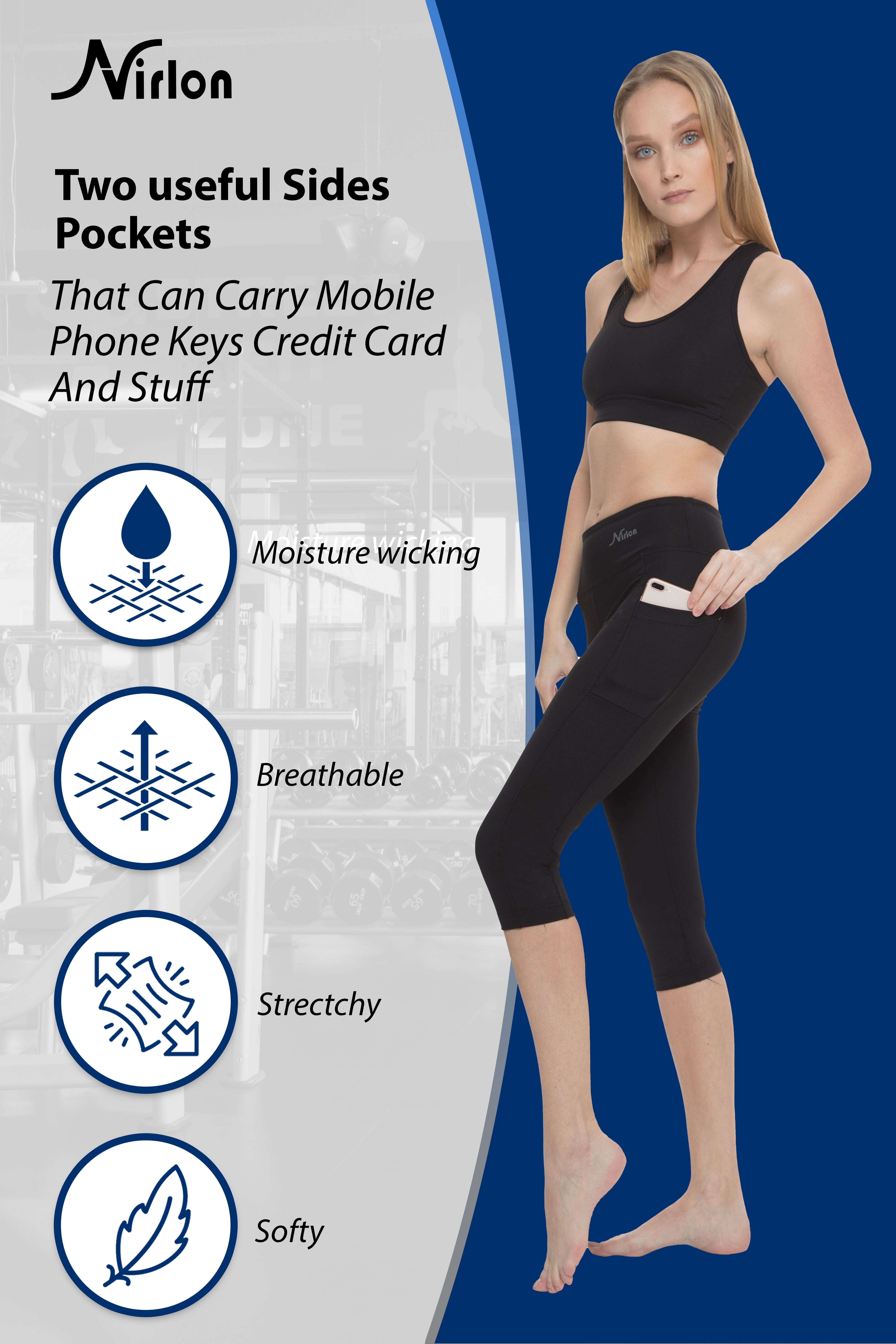 High Waist Capri Leggings with Pockets for Women