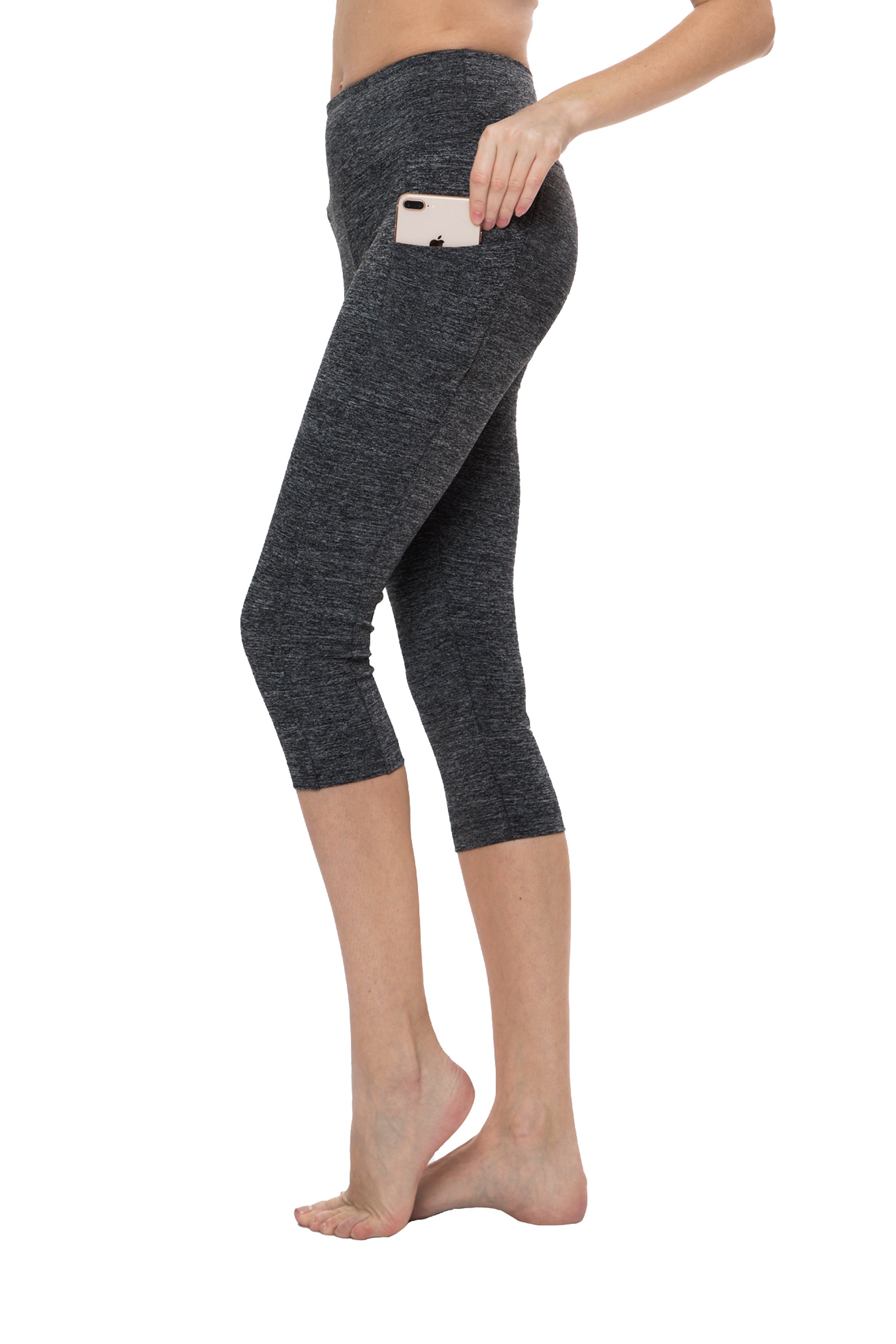 High Waist Capri Leggings with Pockets for Women