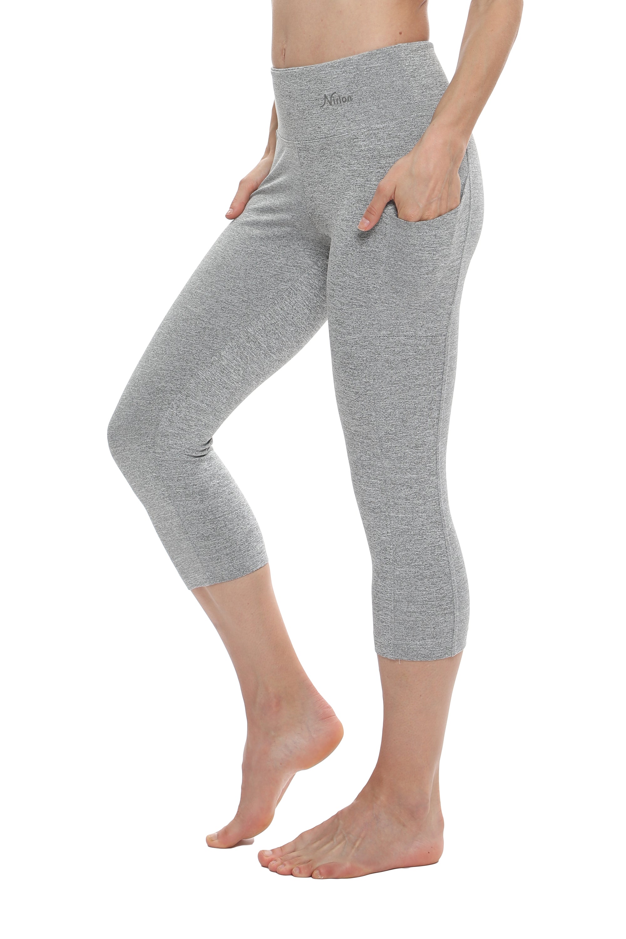 High Waist Capri Leggings with Pockets for Women