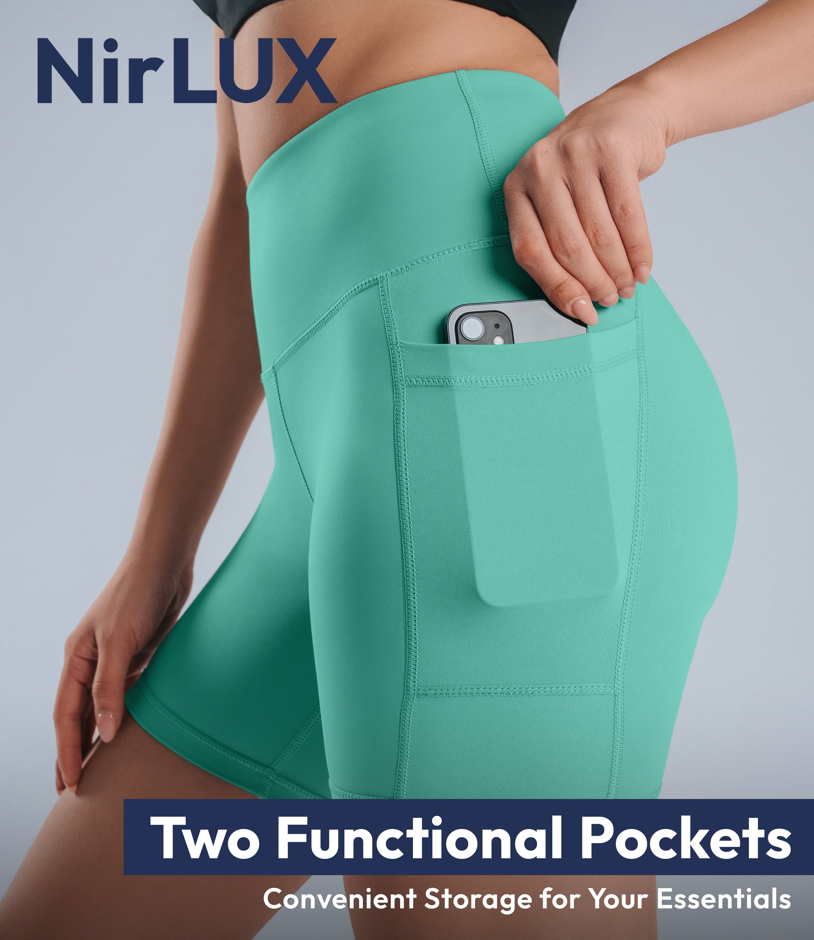NirLUX™ High Waist Biker Shorts with Pockets for Women Plus Sizes