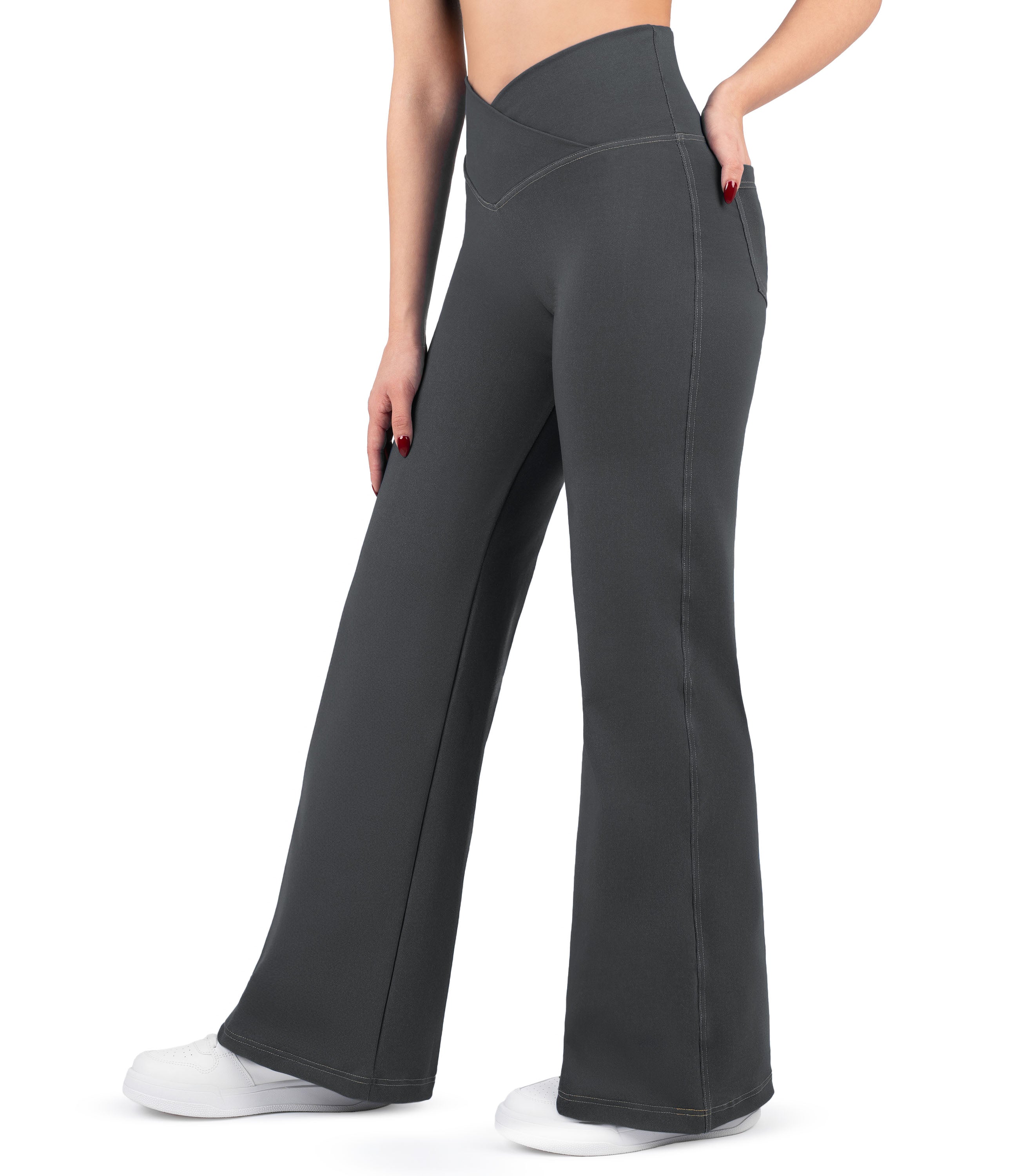 NirJEANS™ Crossover Wide Leg Jeggings with Pockets
