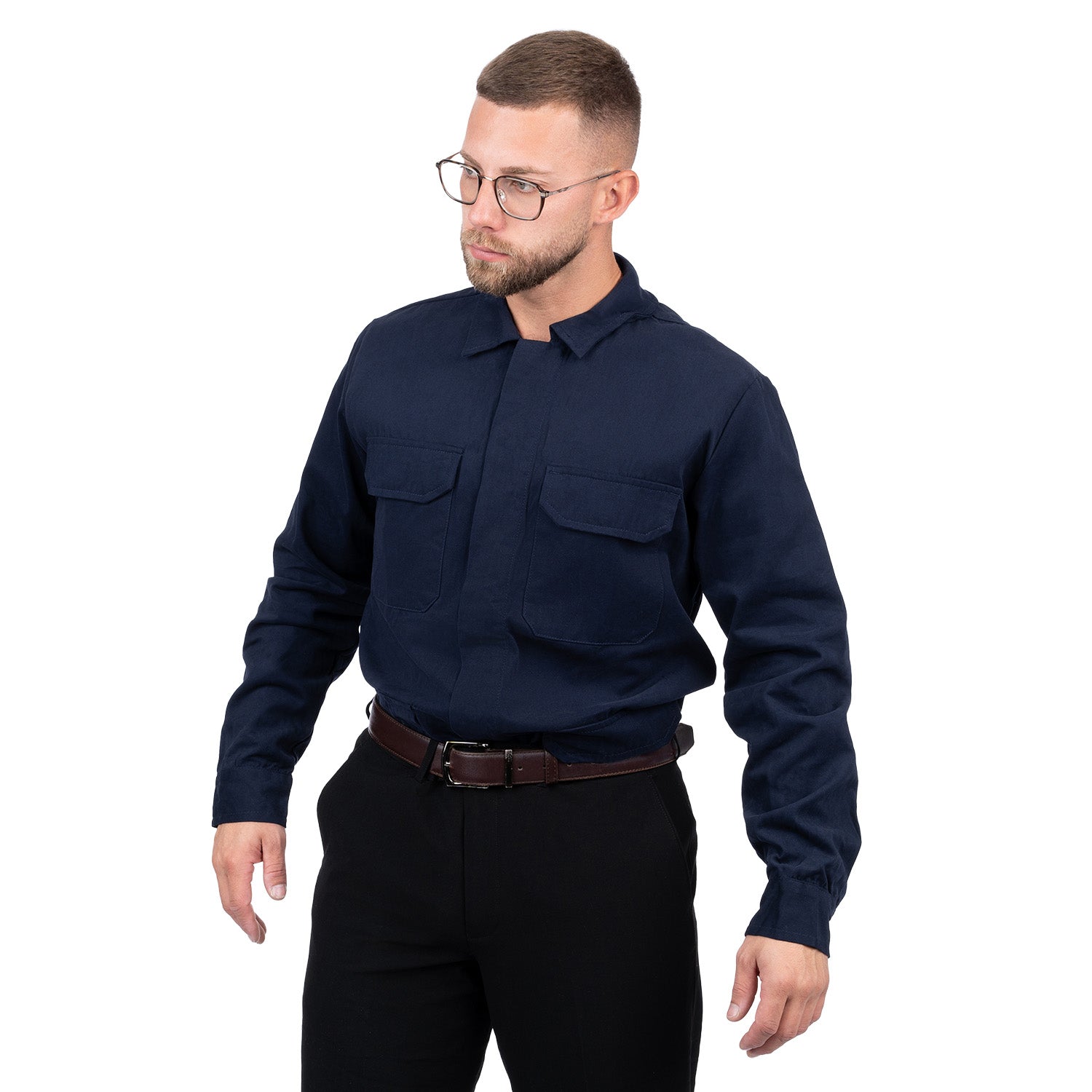 Long Sleeve Welding Work Shirt with 4 Pockets for Men - Nirlon