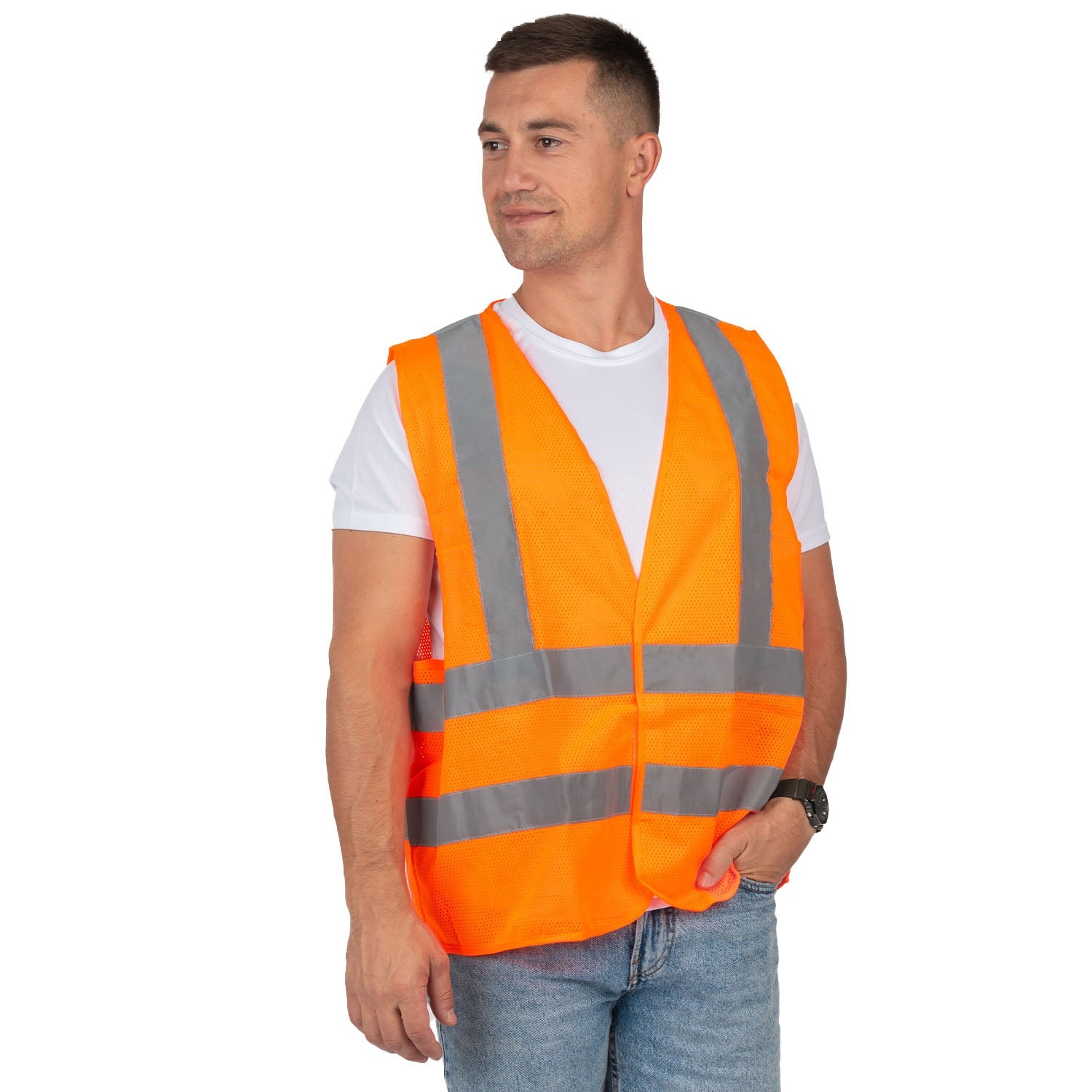 High Visibility Reflective Mesh Vest with 4 Stripes - Nirlon