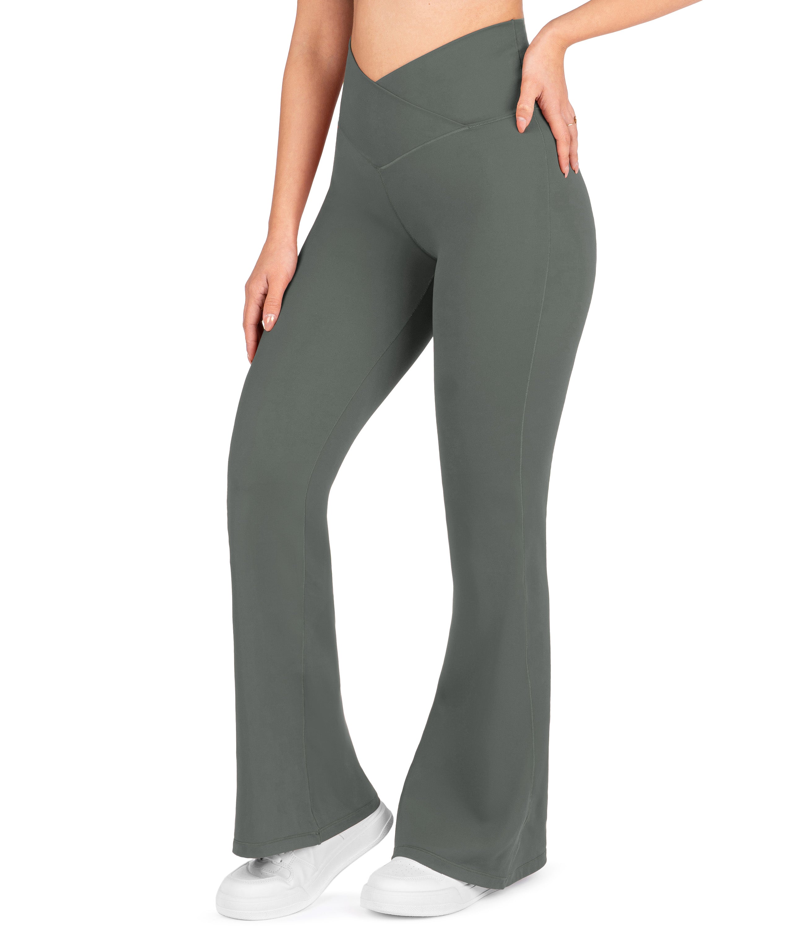 NirLUX™ Crossover High Waist Flare Leggings 32" Inseam