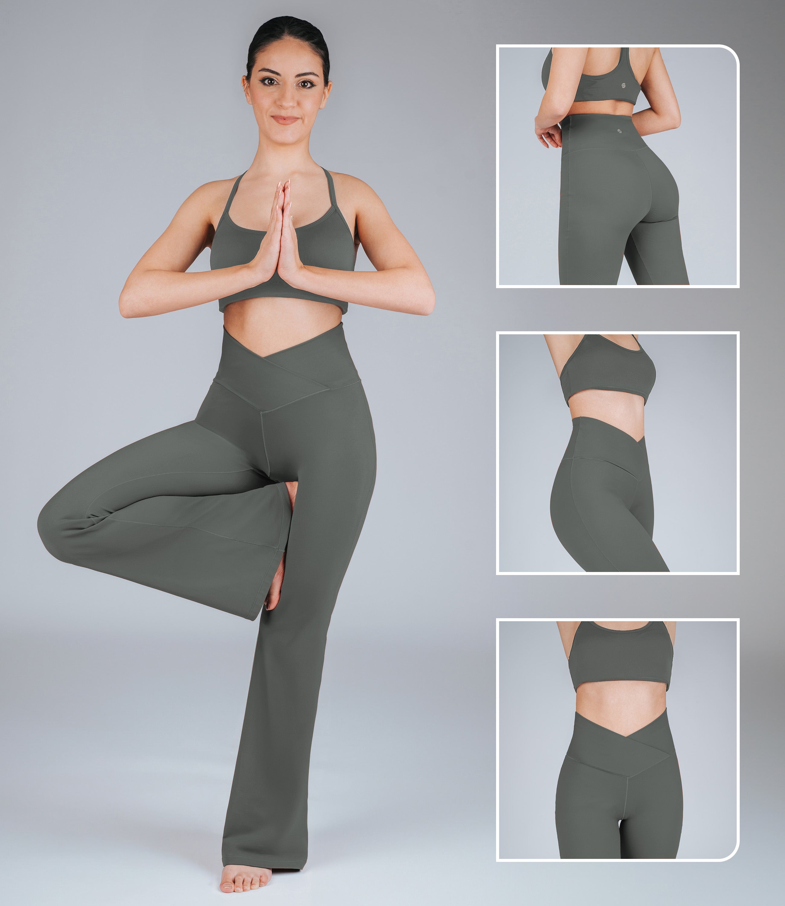 NirLUX™ Crossover High Waist Flare Leggings 28" Inseam