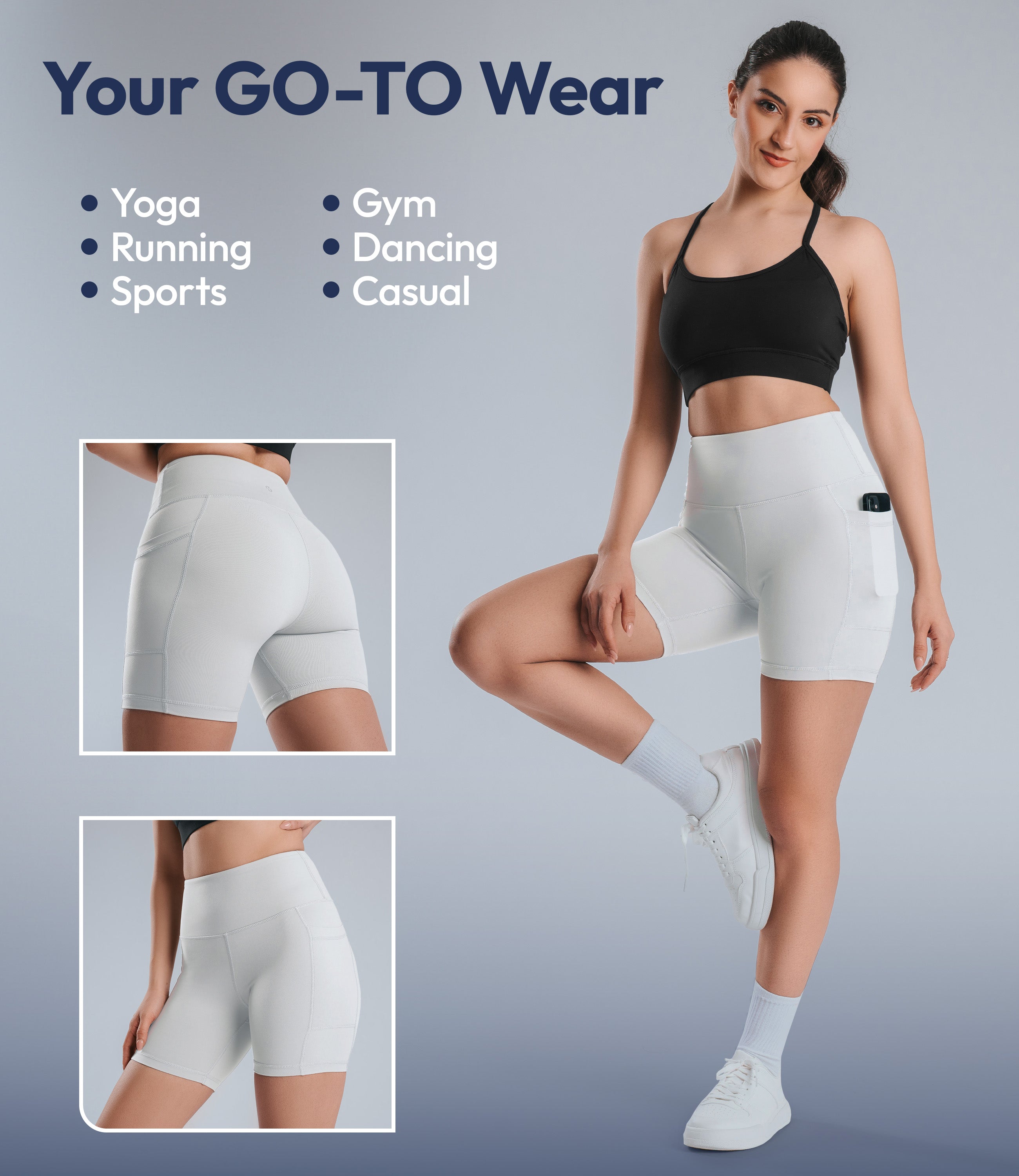 NirLUX™ High Waist Biker Shorts with Pockets for Women