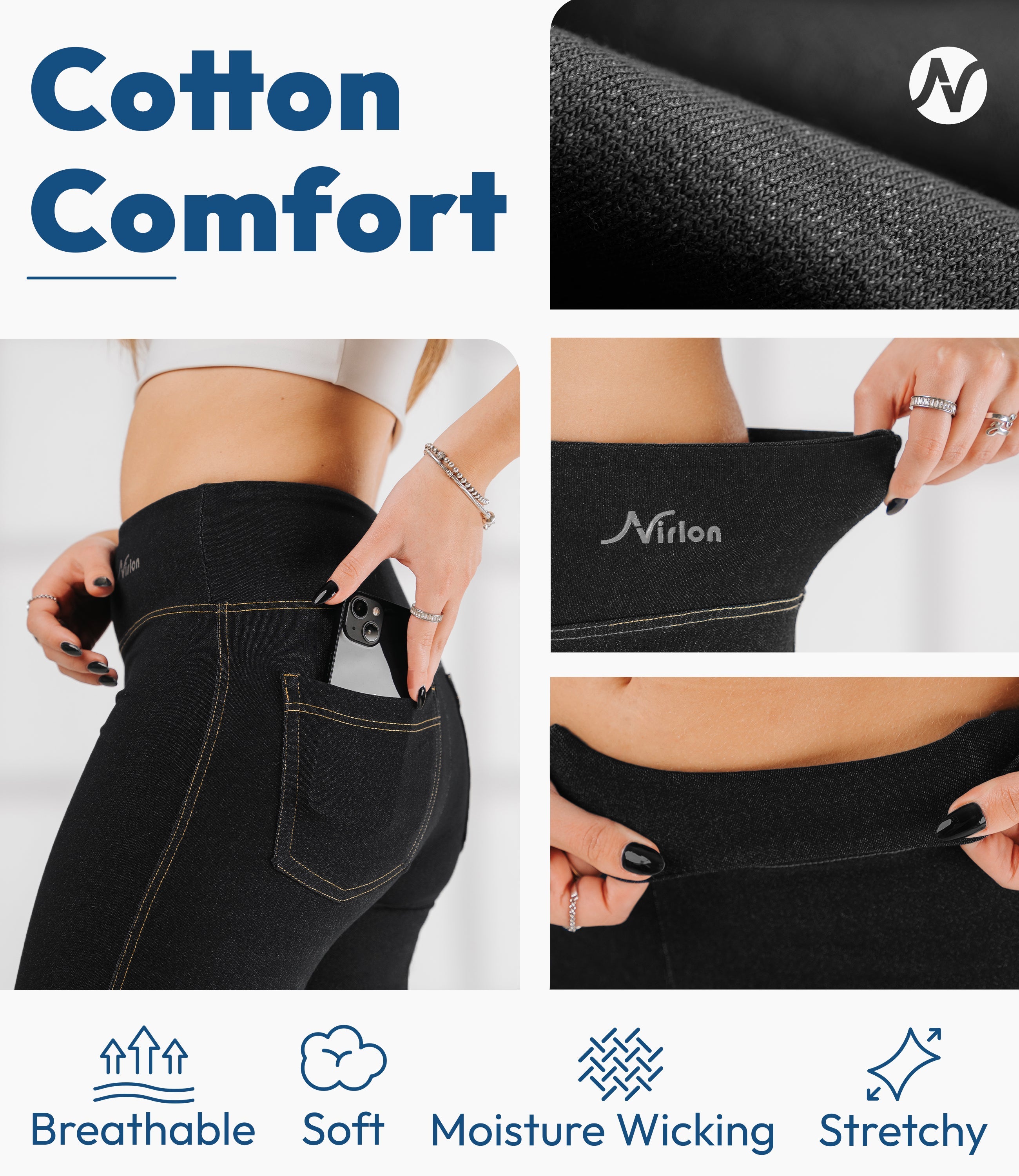 NirJEANS™ High Waist Denim-Look Jeggings for Women