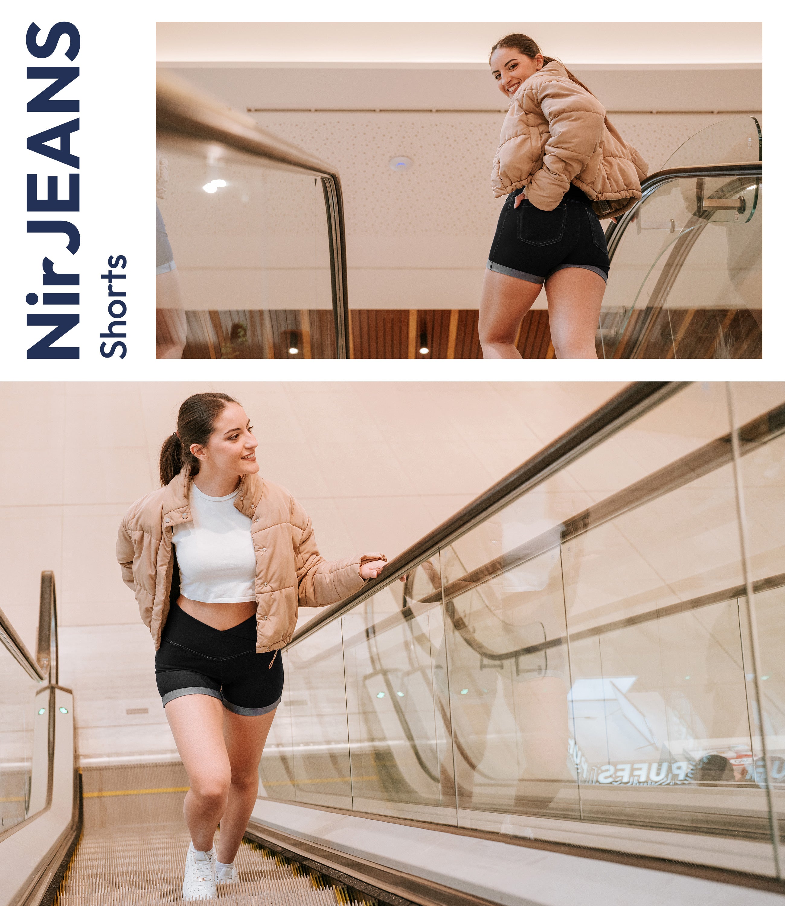 NirJEANS™ Crossover High Waist Short Jeggings with Pockets