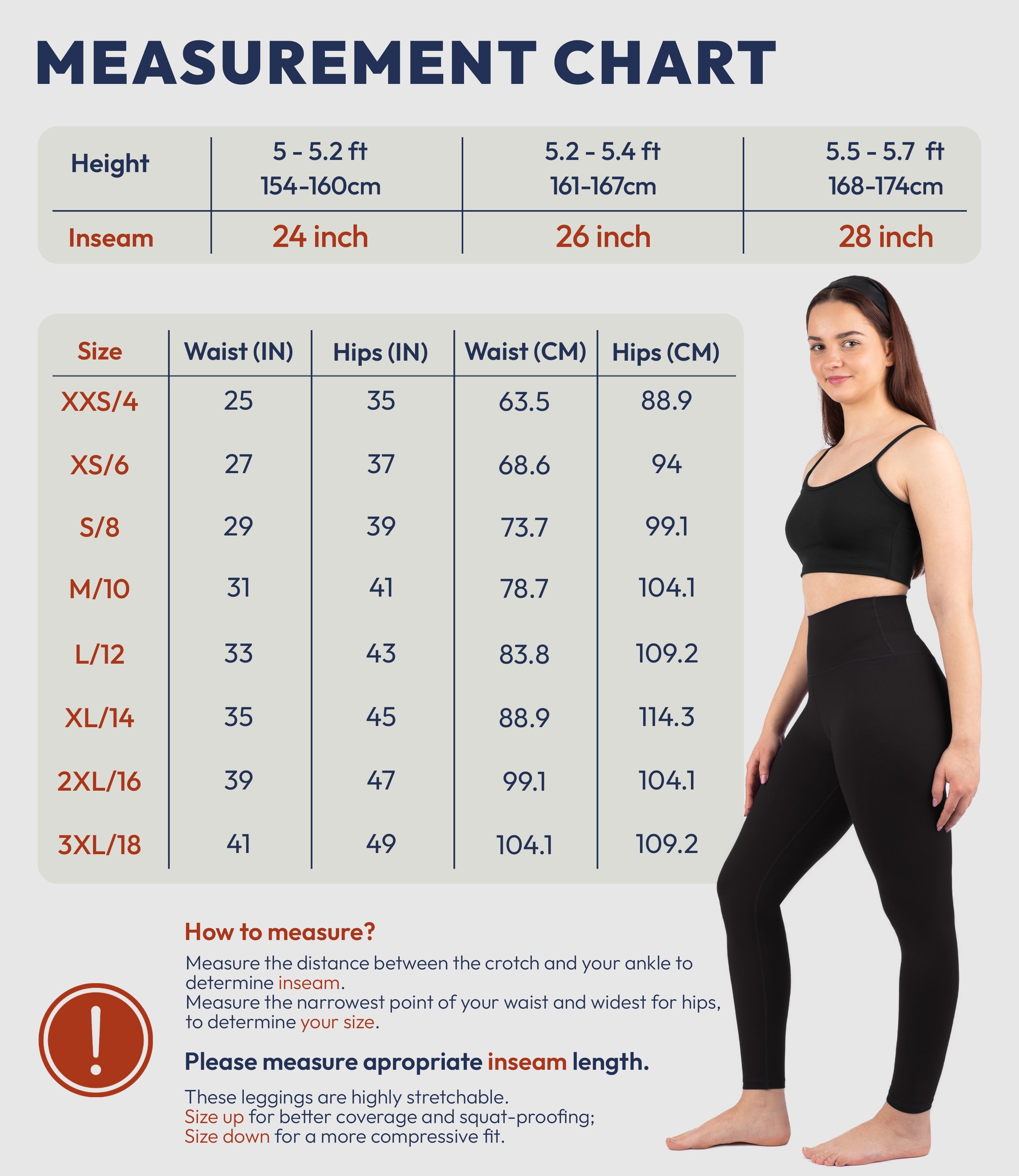 NirLUX ankle leggings for women with measurements in black