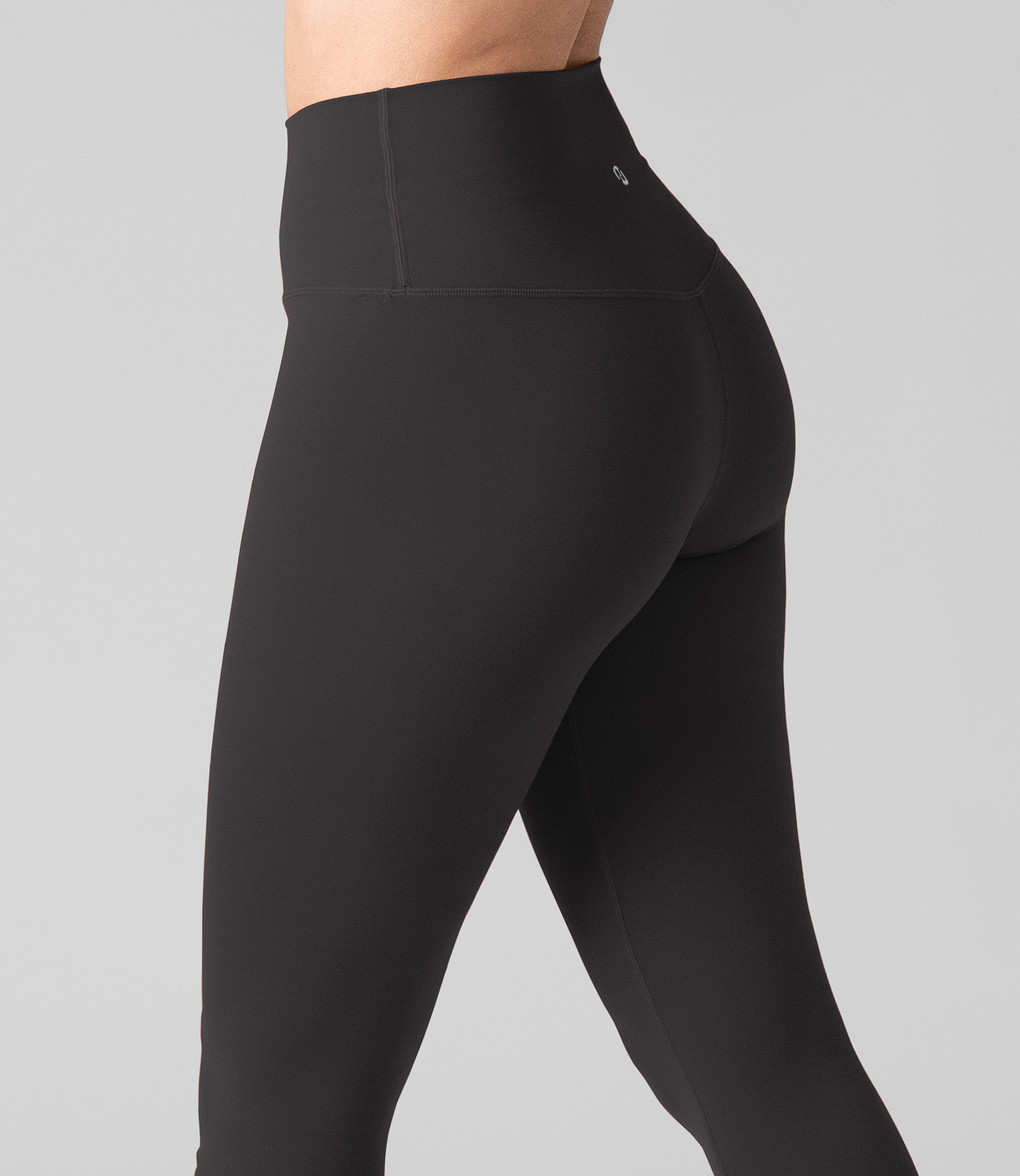 Back view of NirLUX high waist leggings for women in grey rabbit, showing tummy control fit