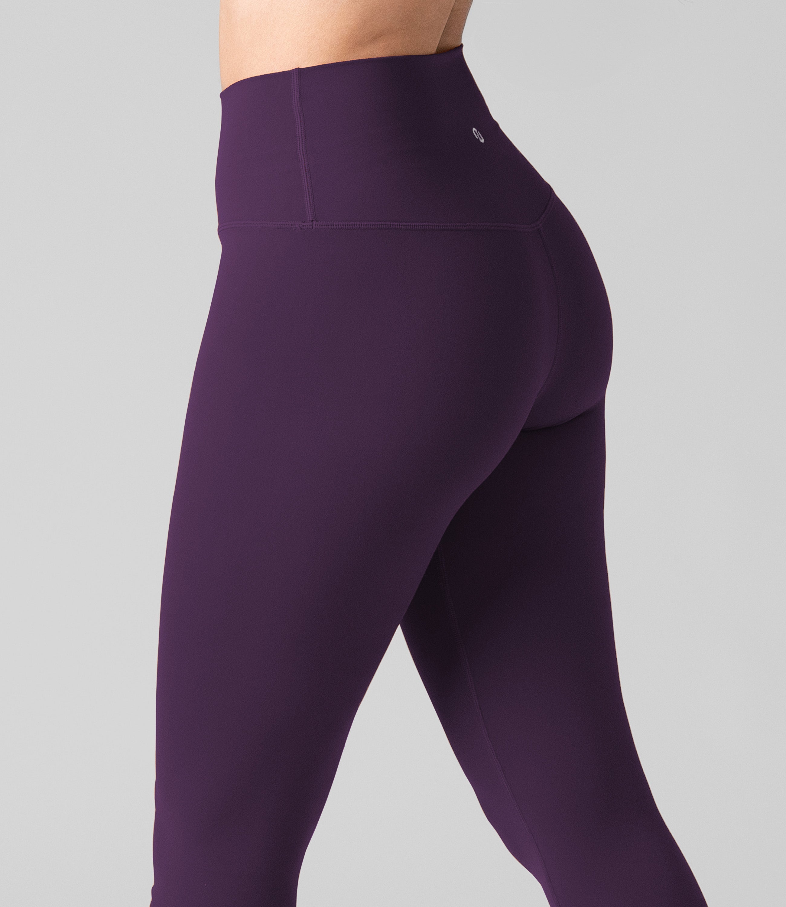 Back view of NirLUX high waist leggings for women in plum purple, showing tummy control fit
