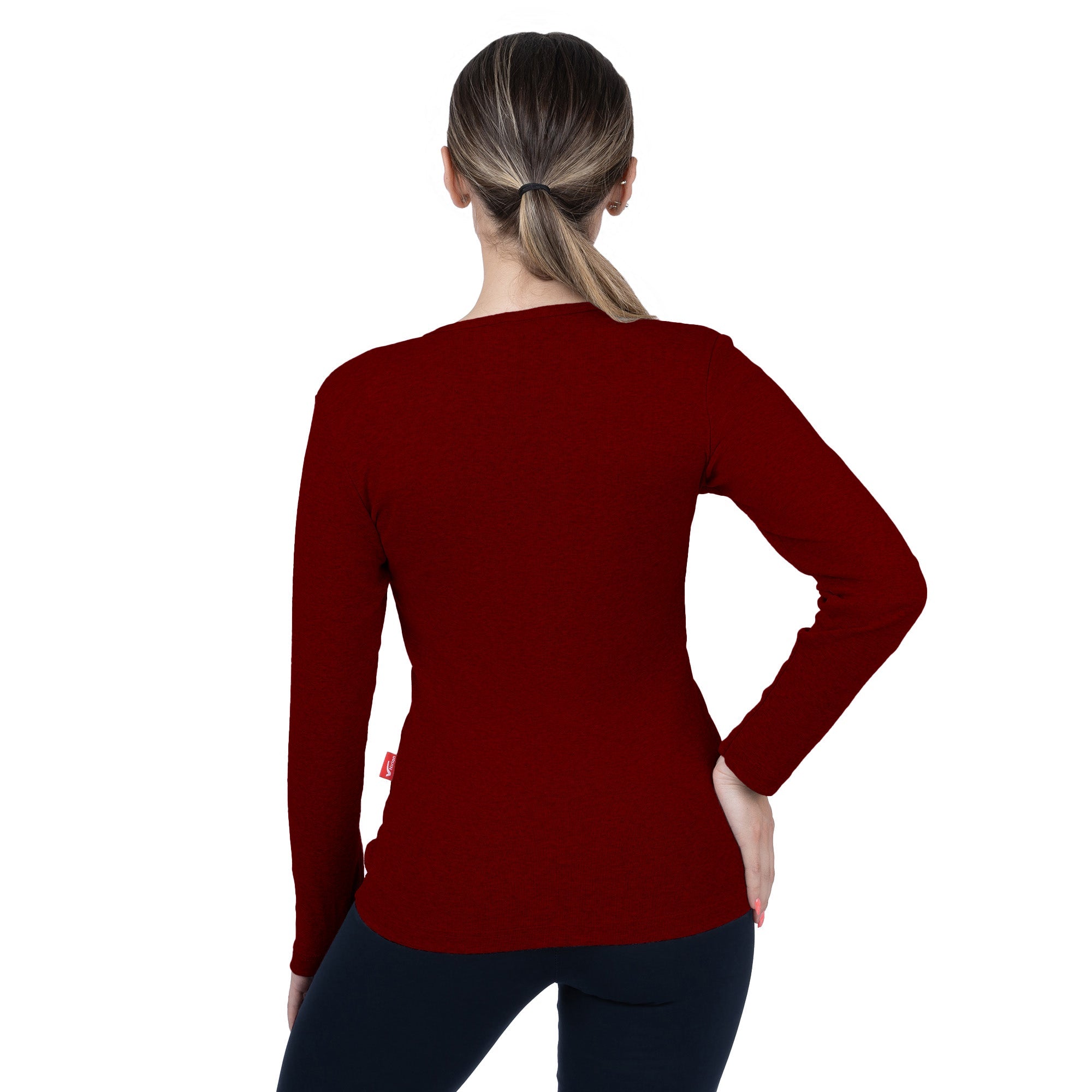 CottoNIR™ Ribbed V-Neck Long Sleeve T-Shirt for Women - Nirlon