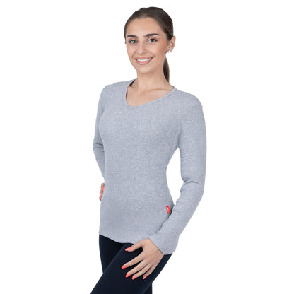 CottoNIR™ Ribbed V-Neck Long Sleeve T-Shirt for Women - Nirlon