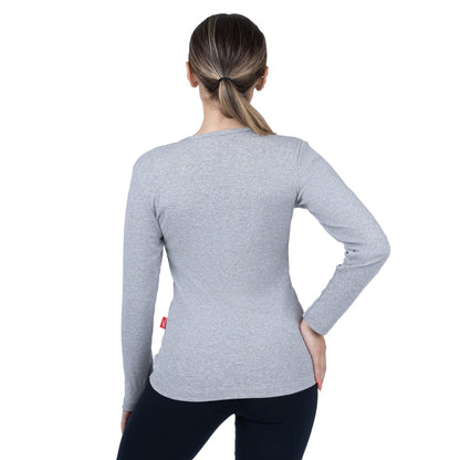 CottoNIR™ Ribbed V-Neck Long Sleeve T-Shirt for Women - Nirlon