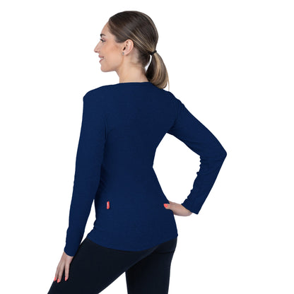 CottoNIR™ Ribbed V-Neck Long Sleeve T-Shirt for Women - Nirlon