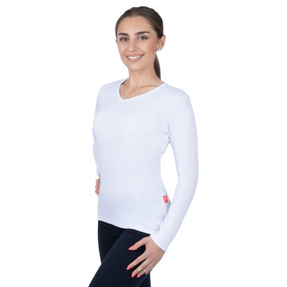CottoNIR™ Ribbed V-Neck Long Sleeve T-Shirt for Women - Nirlon