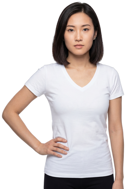 V-Neck Short Sleeve Lycra T-Shirt for Women