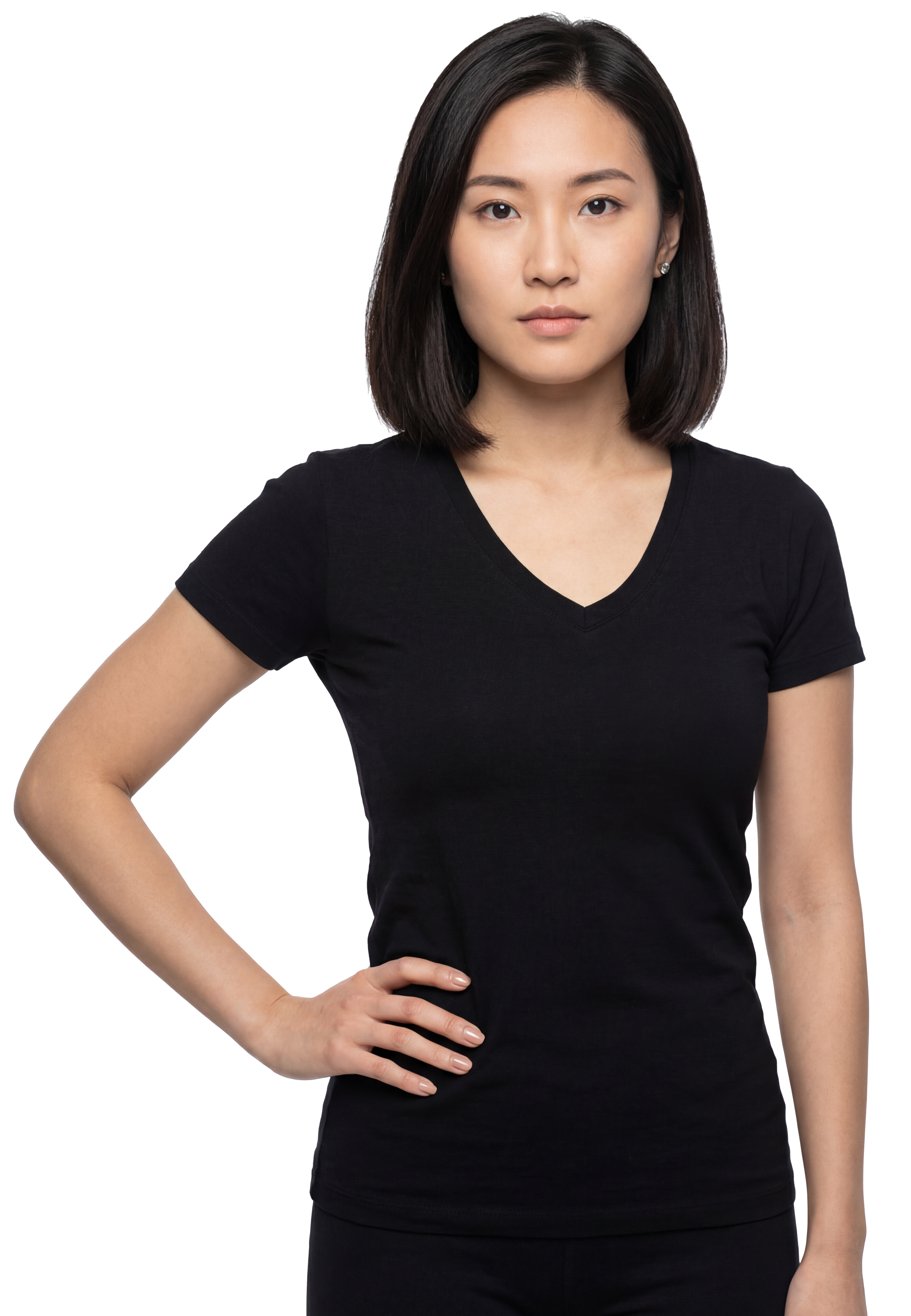 V-Neck Short Sleeve Lycra T-Shirt for Women