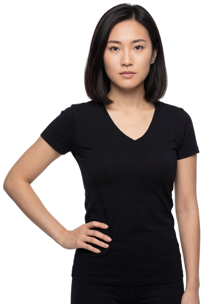 V-Neck Short Sleeve Lycra T-Shirt for Women