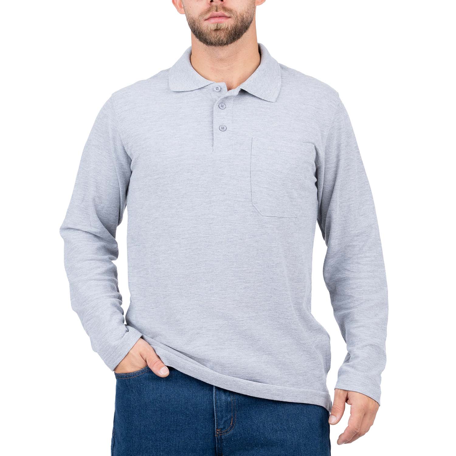 Long Sleeve Polo Shirt with Pocket for Men - Nirlon