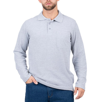 Long Sleeve Polo Shirt with Pocket for Men - Nirlon
