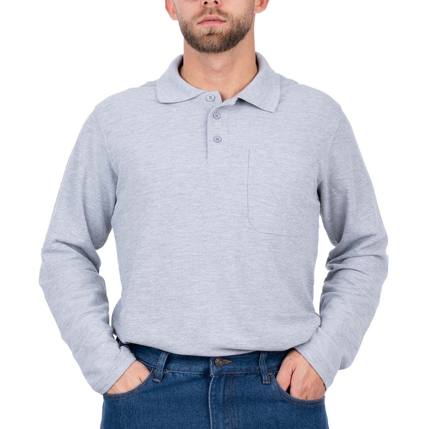 Long Sleeve Polo Shirt with Pocket for Men - Nirlon