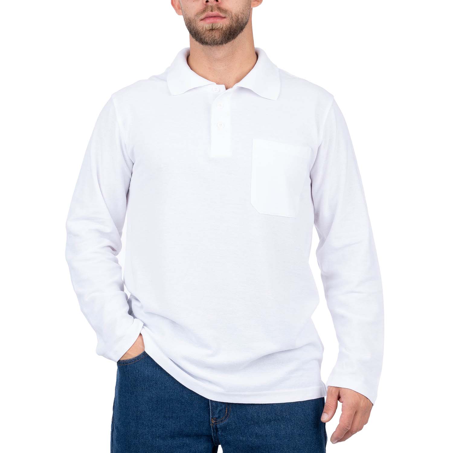 Long Sleeve Polo Shirt with Pocket for Men - Nirlon