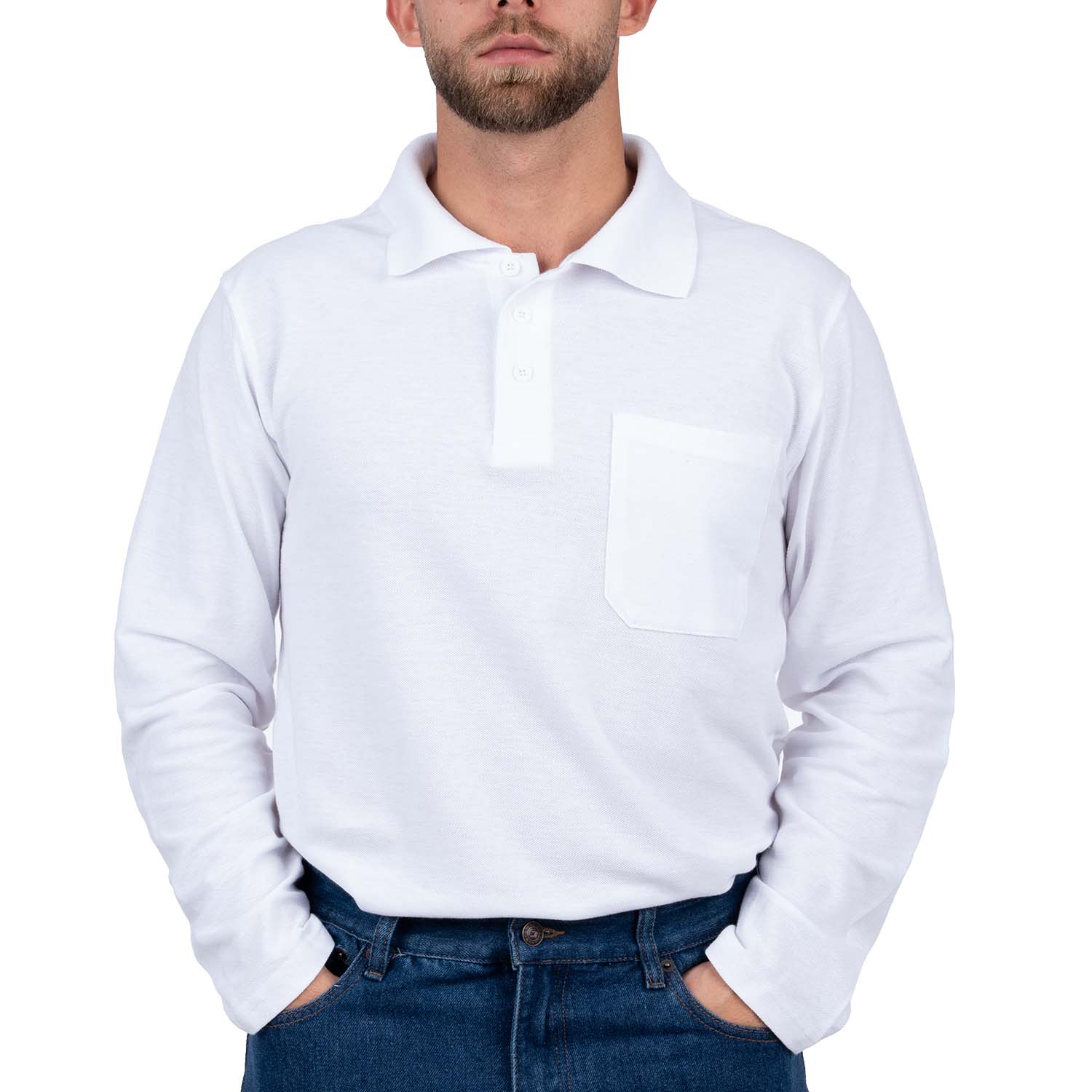 Long Sleeve Polo Shirt with Pocket for Men - Nirlon