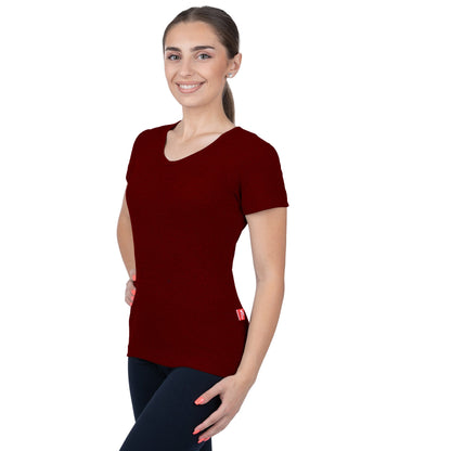 CottoNIR™ Ribbed V-Neck Short Sleeve T-Shirt for Women - Nirlon