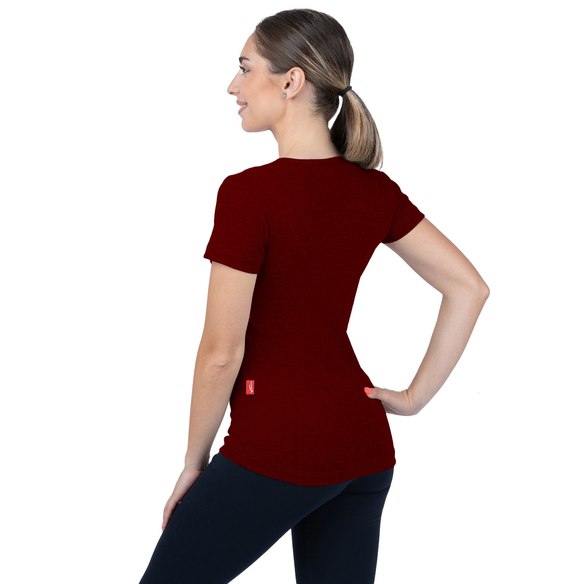CottoNIR™ Ribbed V-Neck Short Sleeve T-Shirt for Women - Nirlon