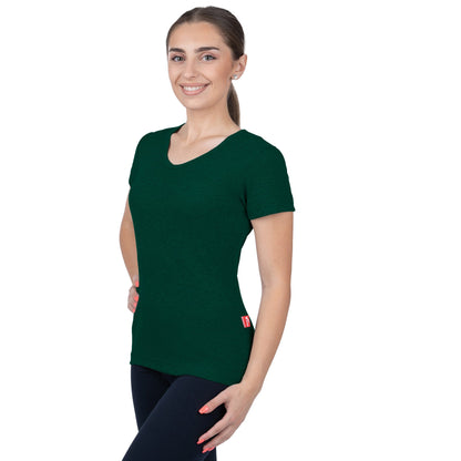 CottoNIR™ Ribbed V-Neck Short Sleeve T-Shirt for Women - Nirlon